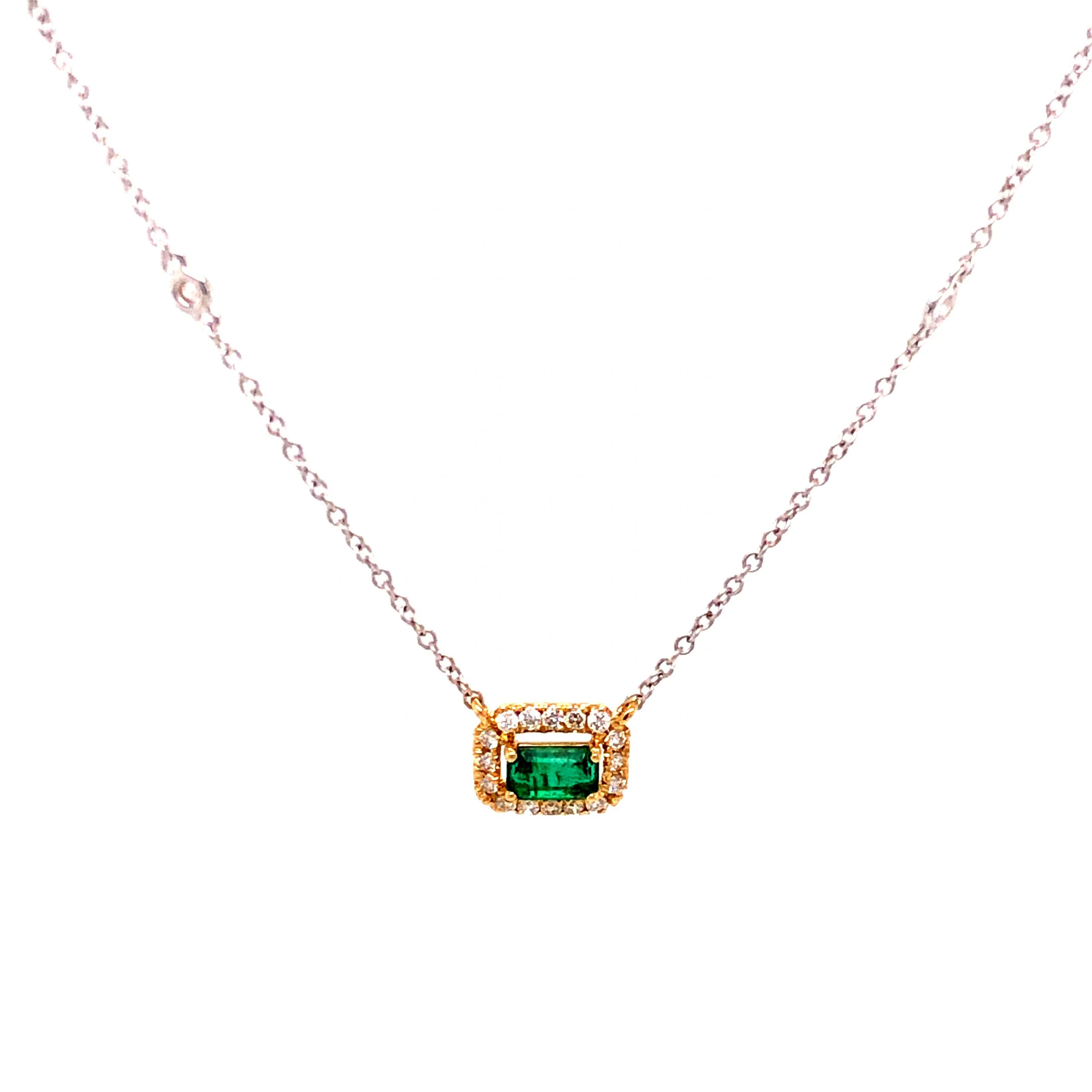 .25 Emerald & Diamond Necklace in 18k Yellow & White Gold - Image 2