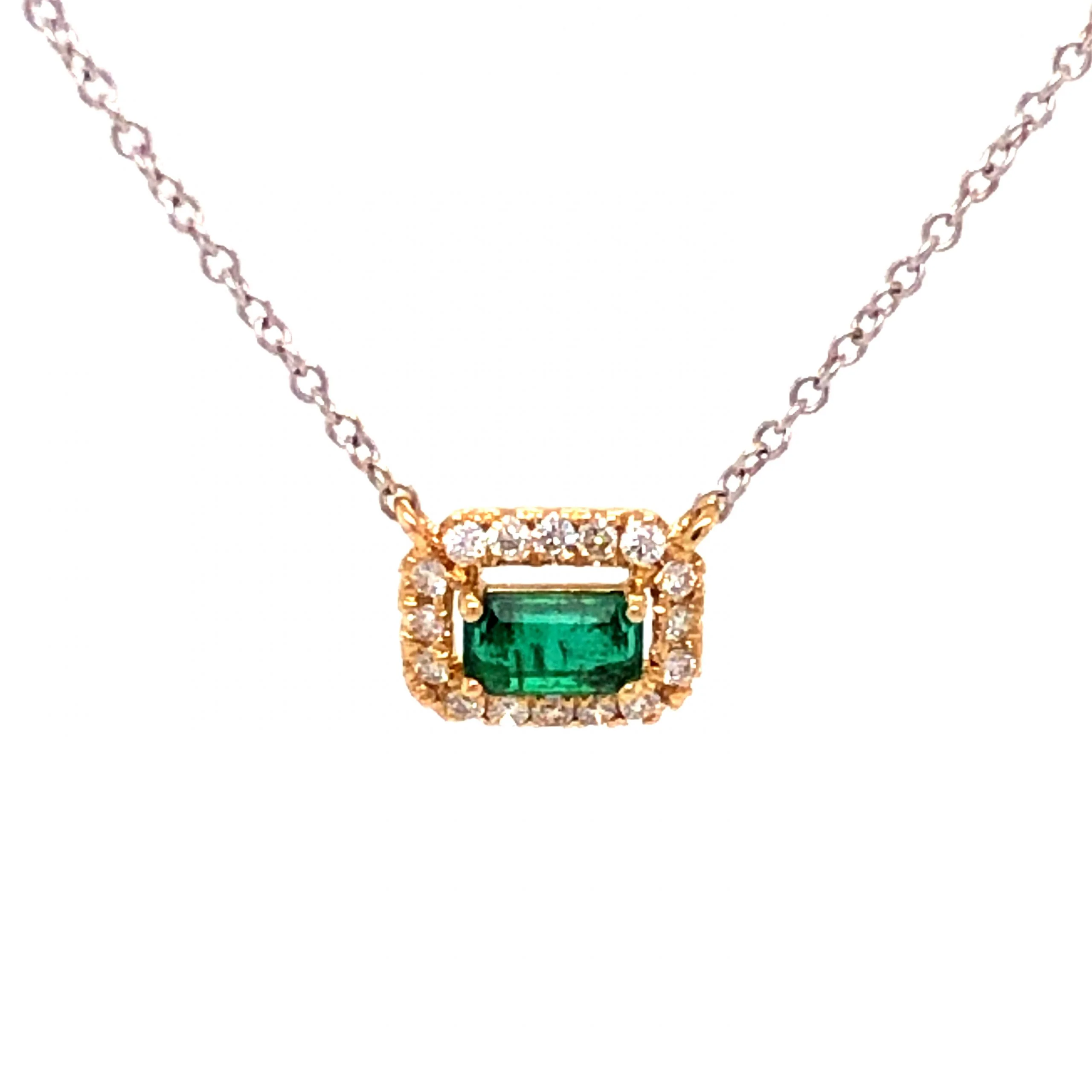 .25 Emerald & Diamond Necklace in 18k Yellow & White Gold - Image 3