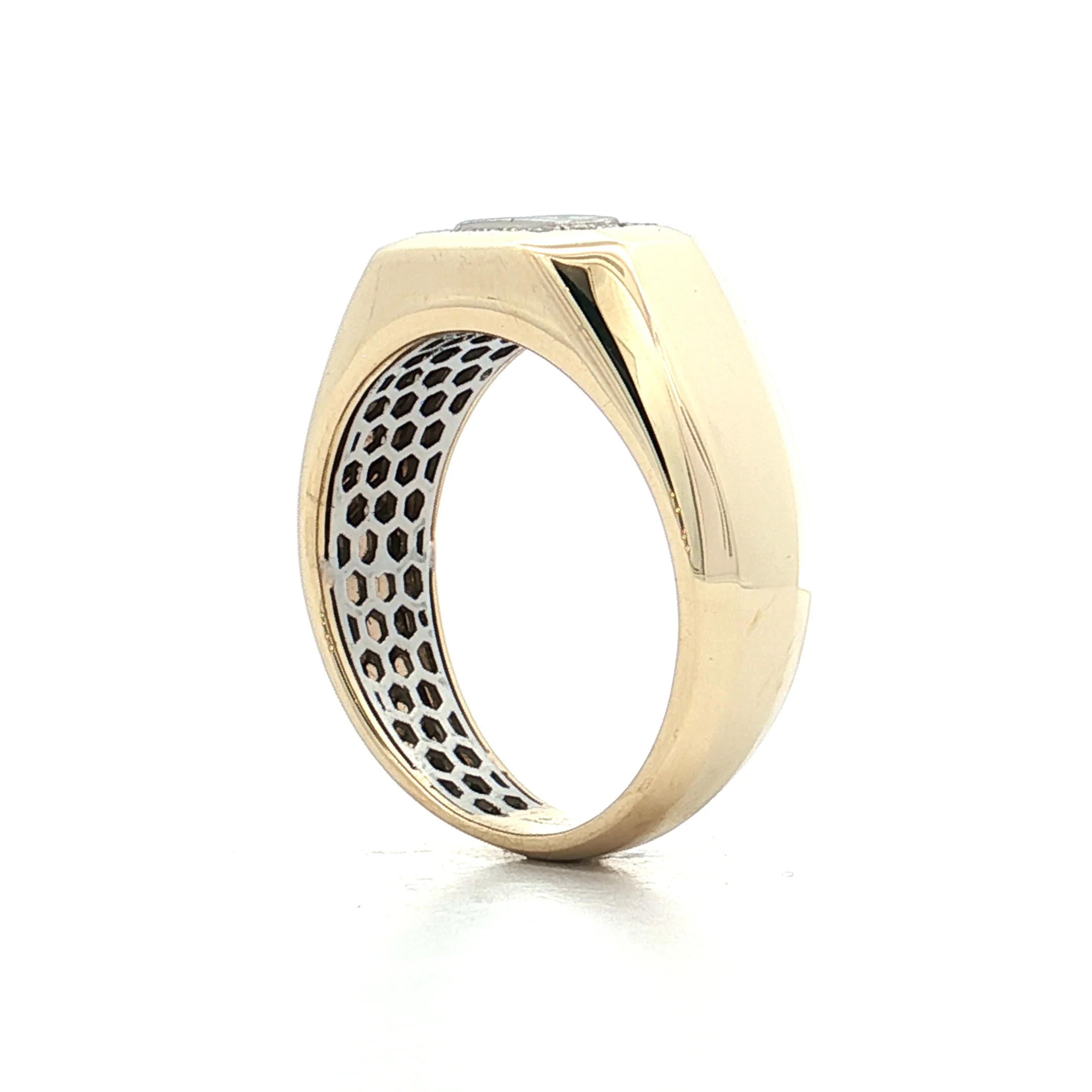 .25 Mens Diamond Cocktail Ring 14k Yellow Gold/Platinum - Image 5