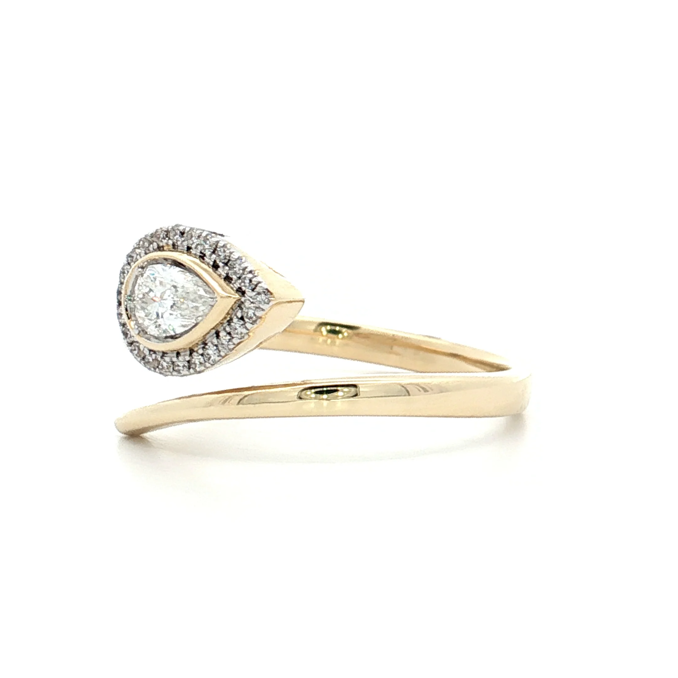 .25 Pear Diamond Cocktail Snake Ring 14k Yellow Gold - Image 2