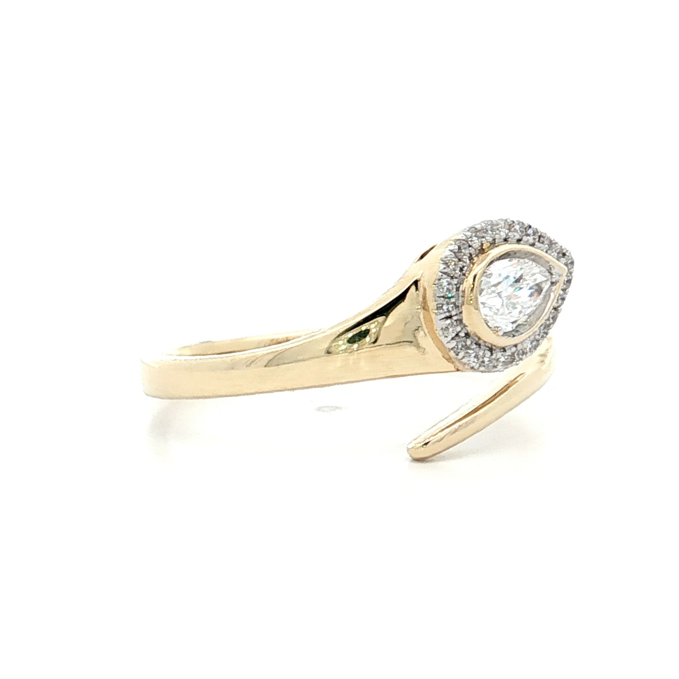 .25 Pear Diamond Cocktail Snake Ring 14k Yellow Gold - Image 3
