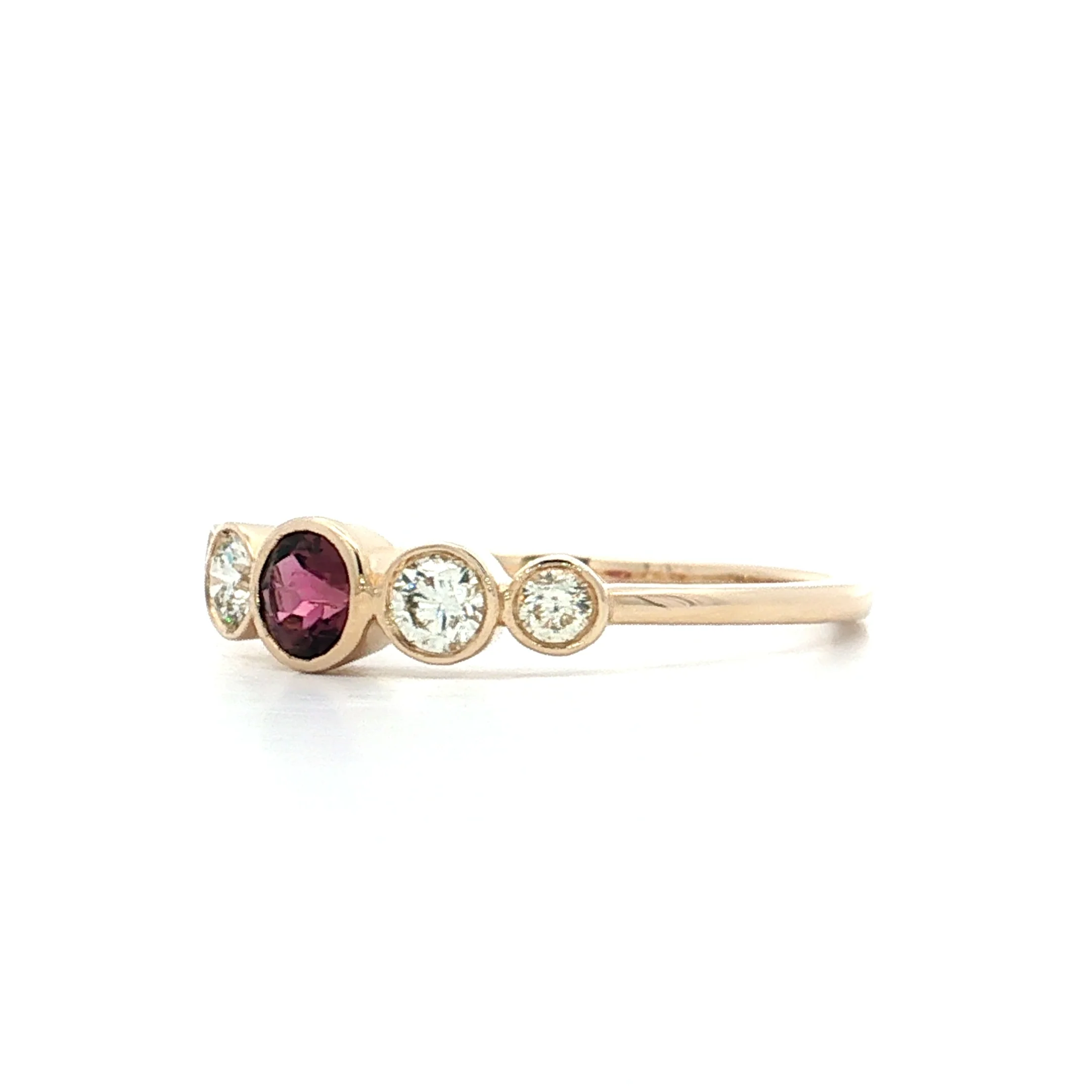 .25 Pink Tourmaline & Diamond Stacking Ring 14k - Image 2