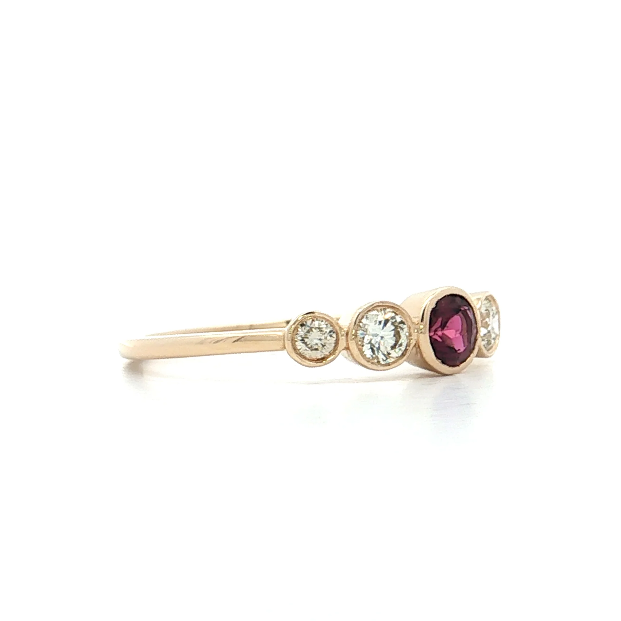 .25 Pink Tourmaline & Diamond Stacking Ring 14k - Image 3