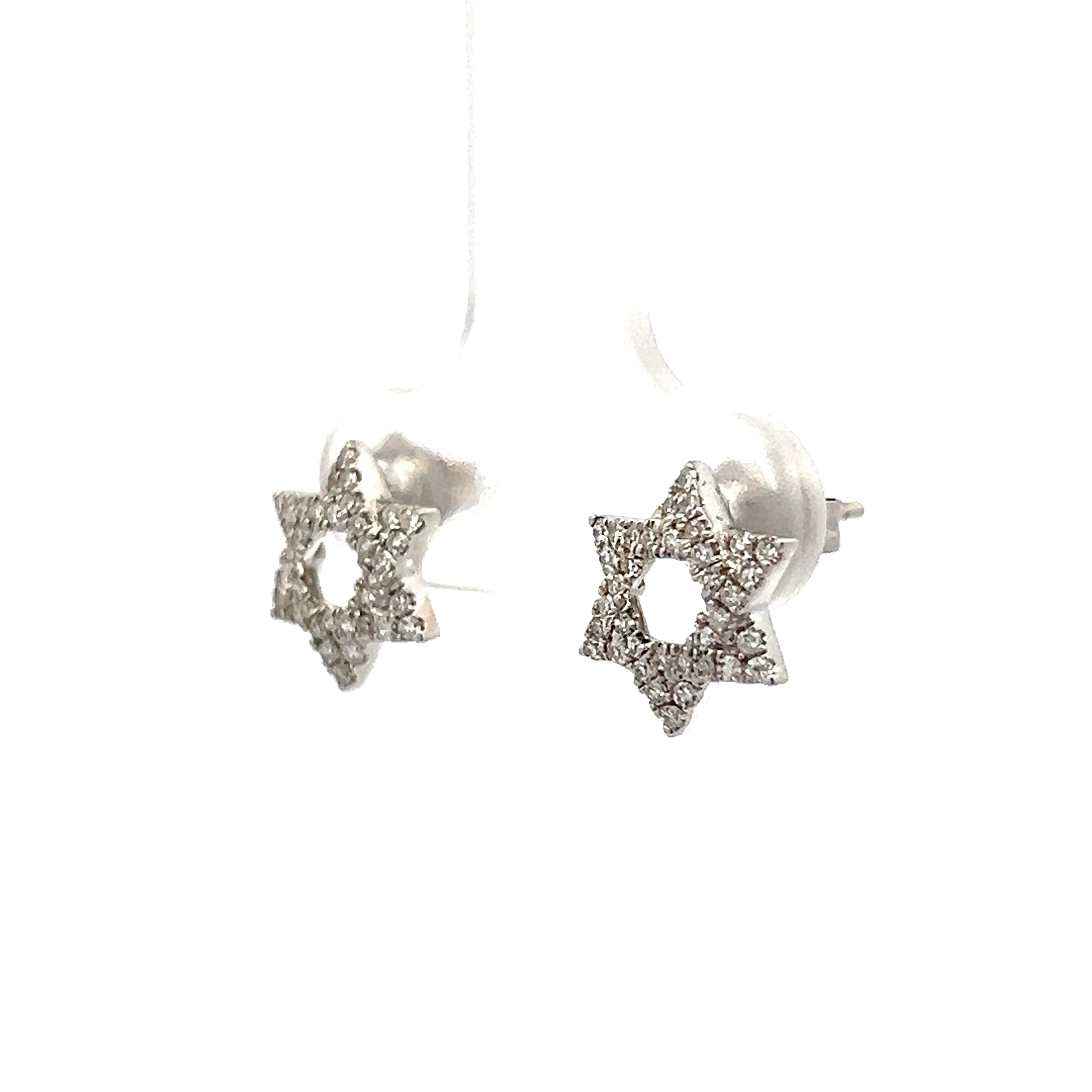 .25 Star of David Diamond Stud Earrings in 14k White Gold - Image 2