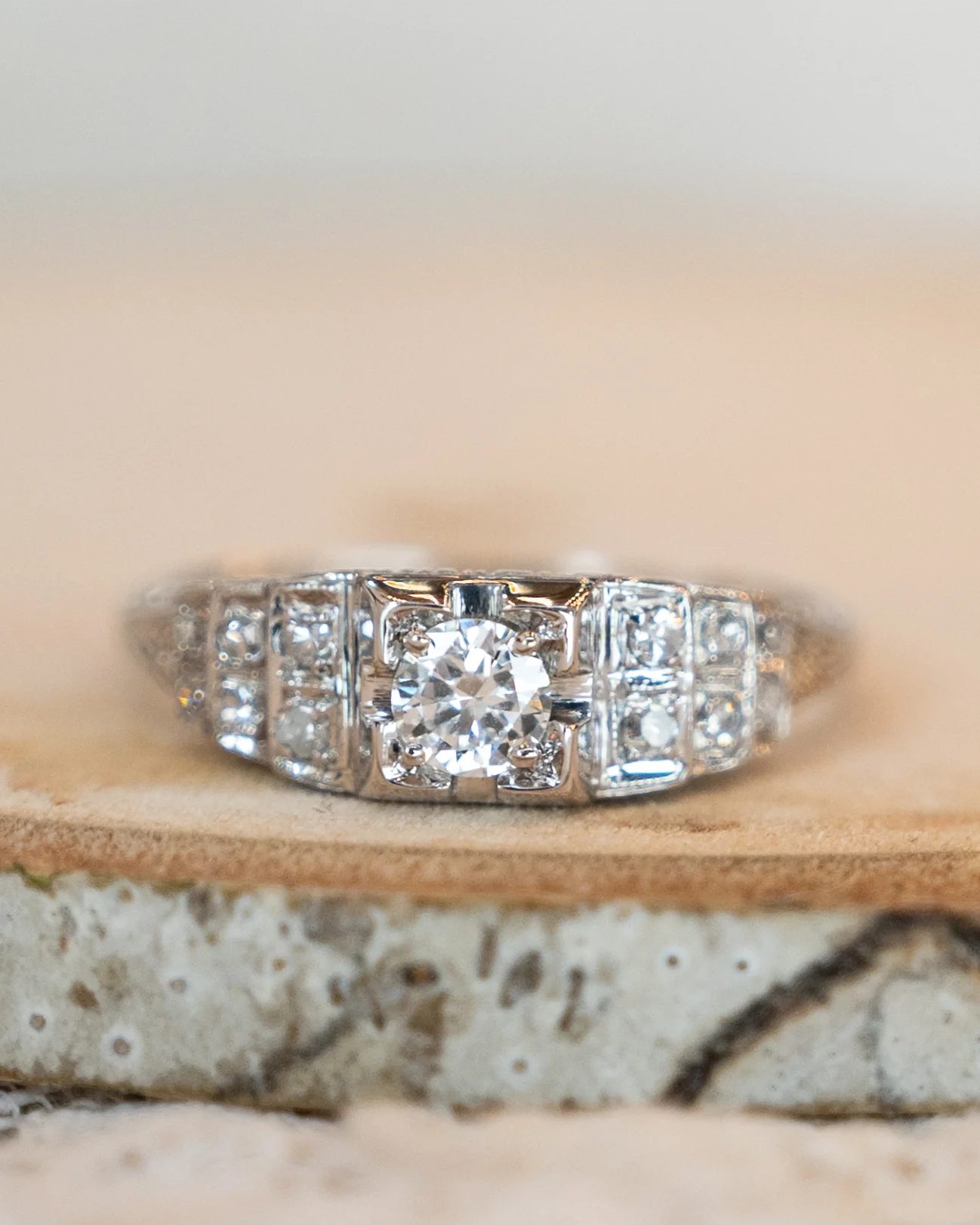 .25 Vintage Deco Transitional Diamond Engagement Ring 18k - Image 6