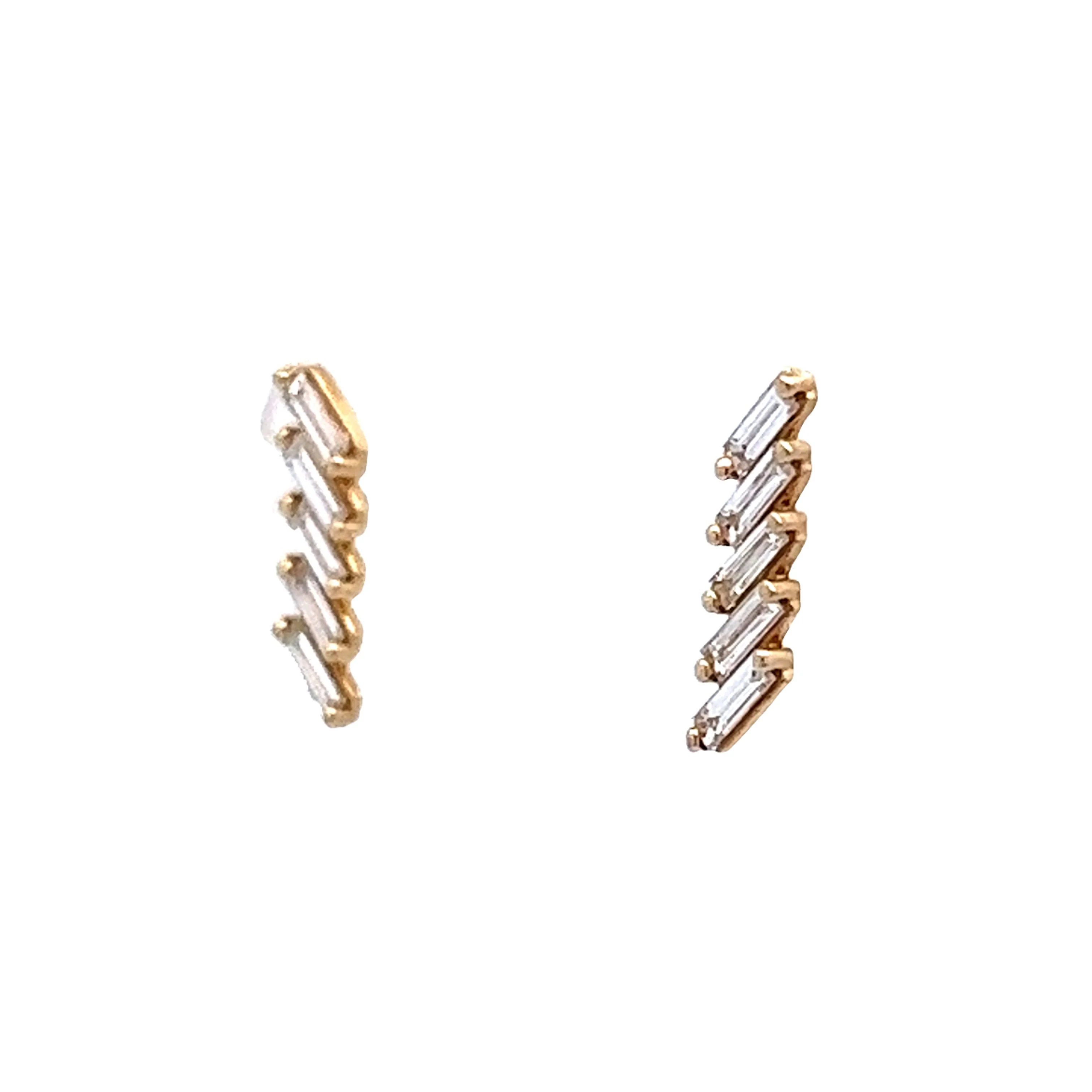 .25 Baguette Stud Earrings in 14k Yellow Gold - Image 2