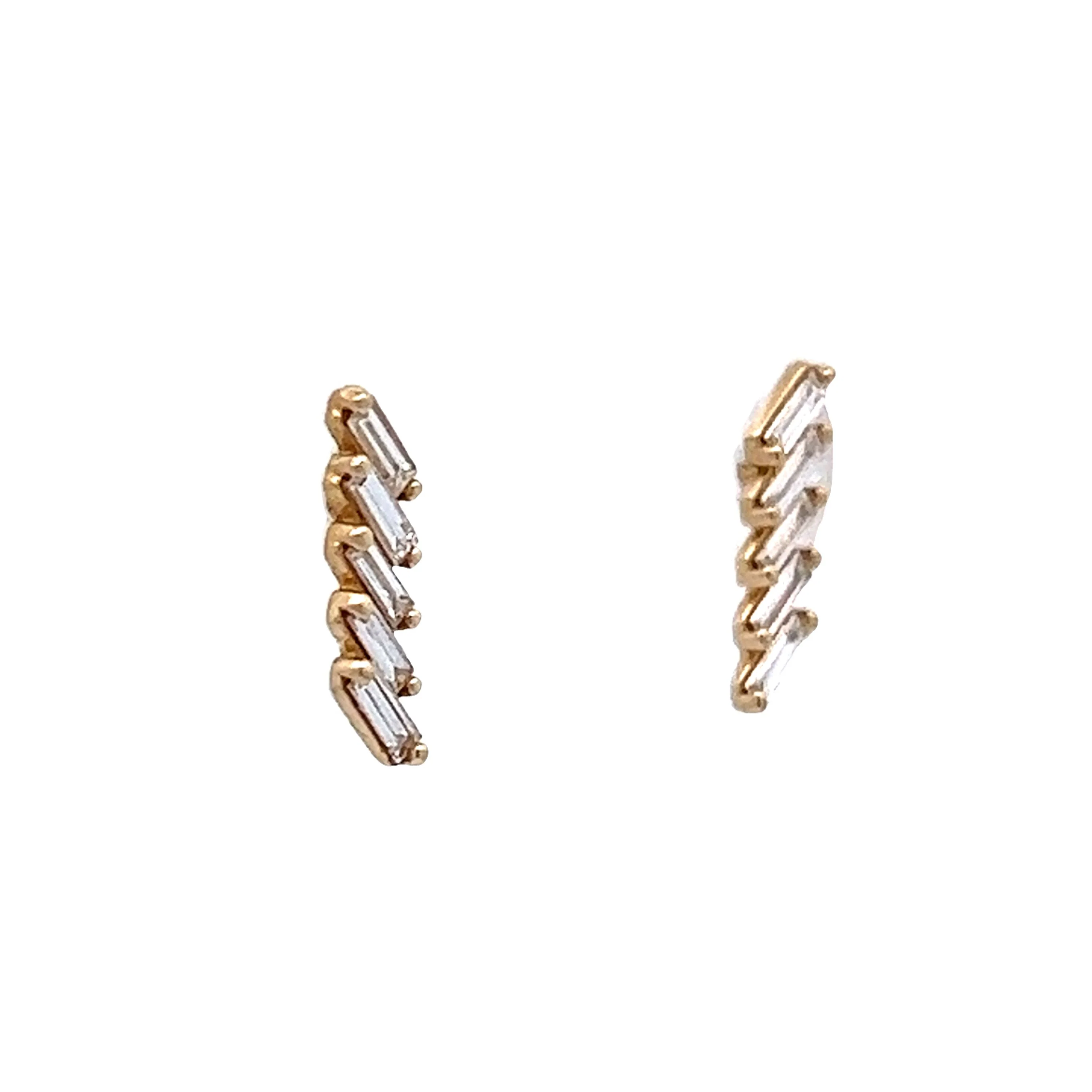 .25 Baguette Stud Earrings in 14k Yellow Gold - Image 3