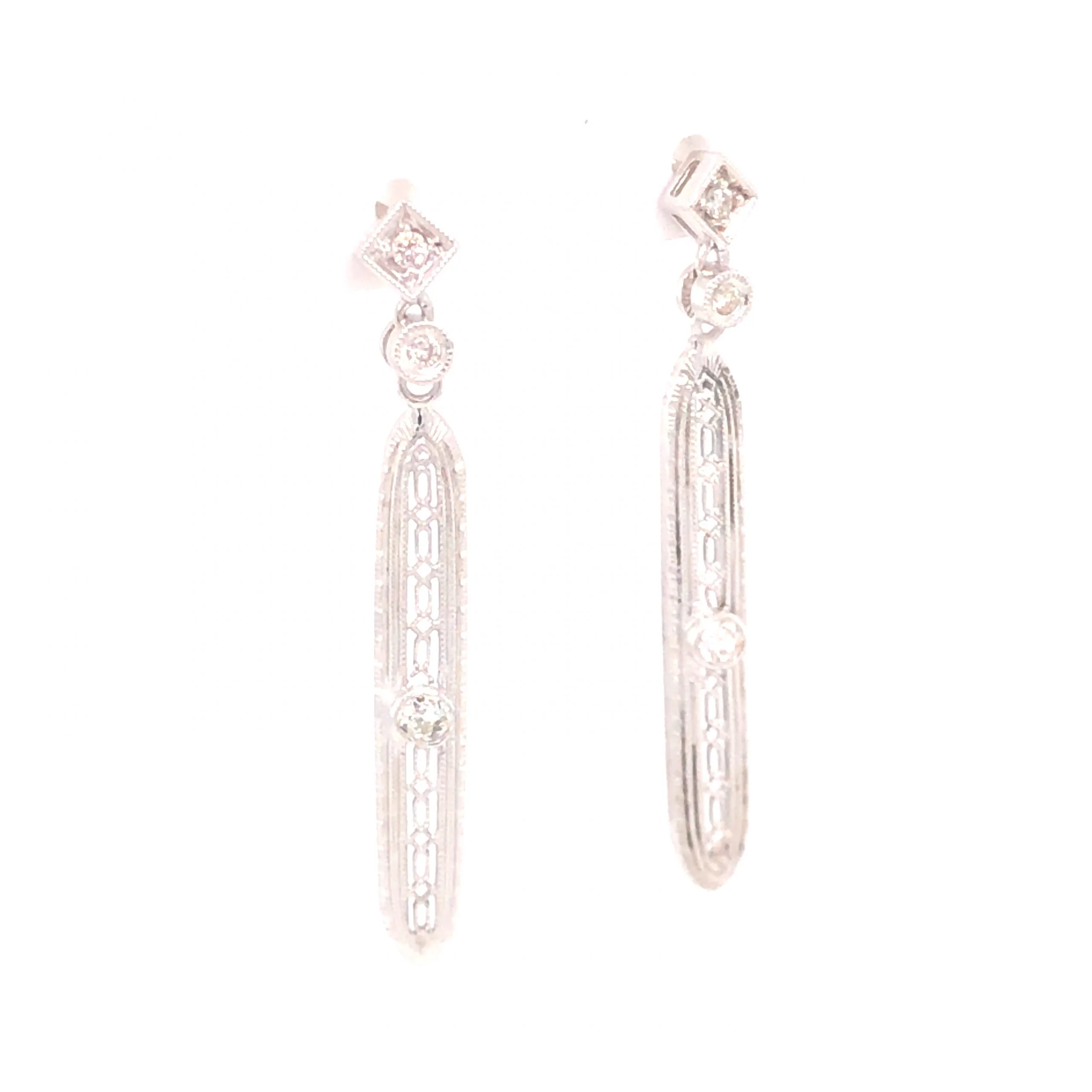 .26 Art Deco Diamond Earrings in 18k White Gold - Image 3