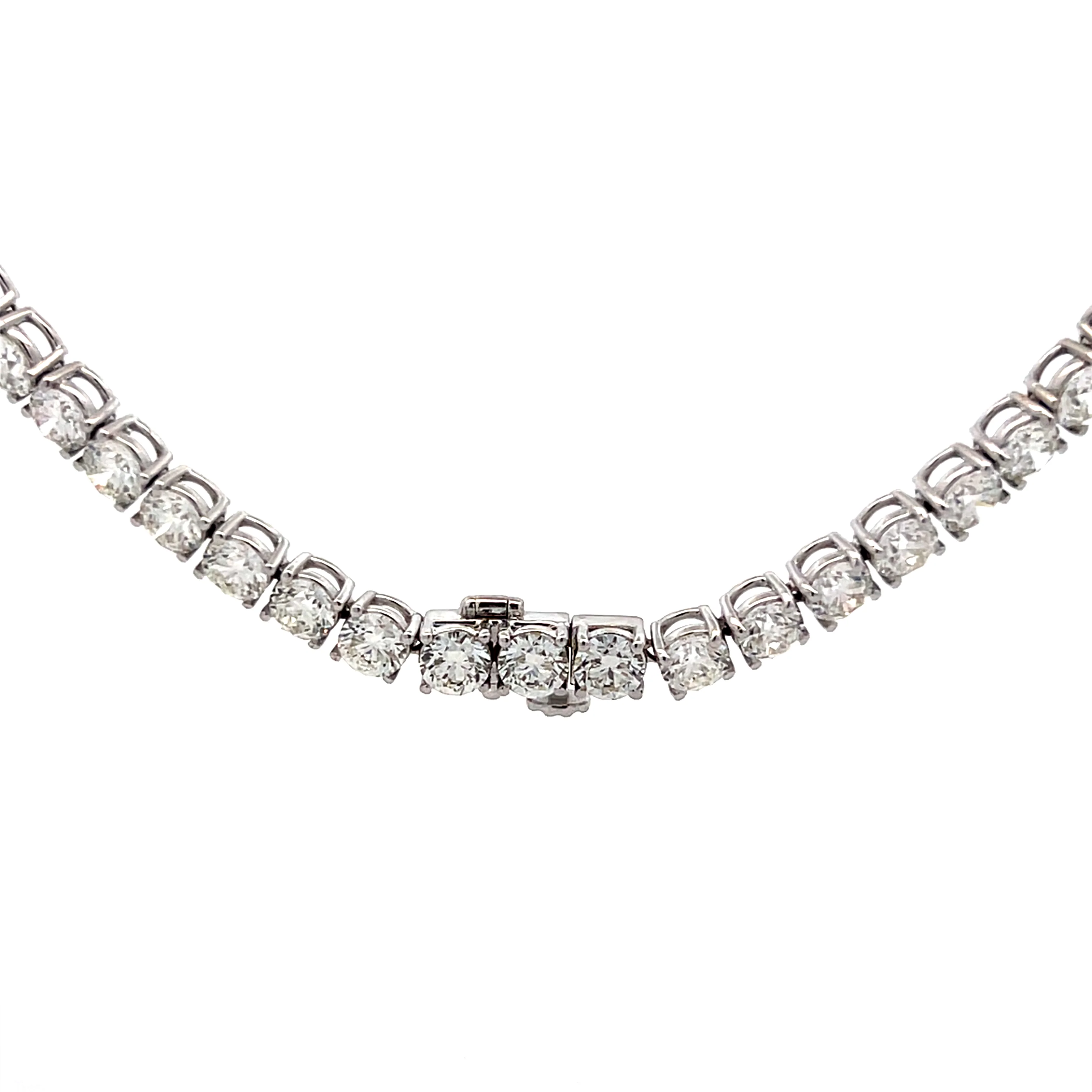 27.75 Round Brilliant Diamond Tennis Necklace in 18k - Image 4