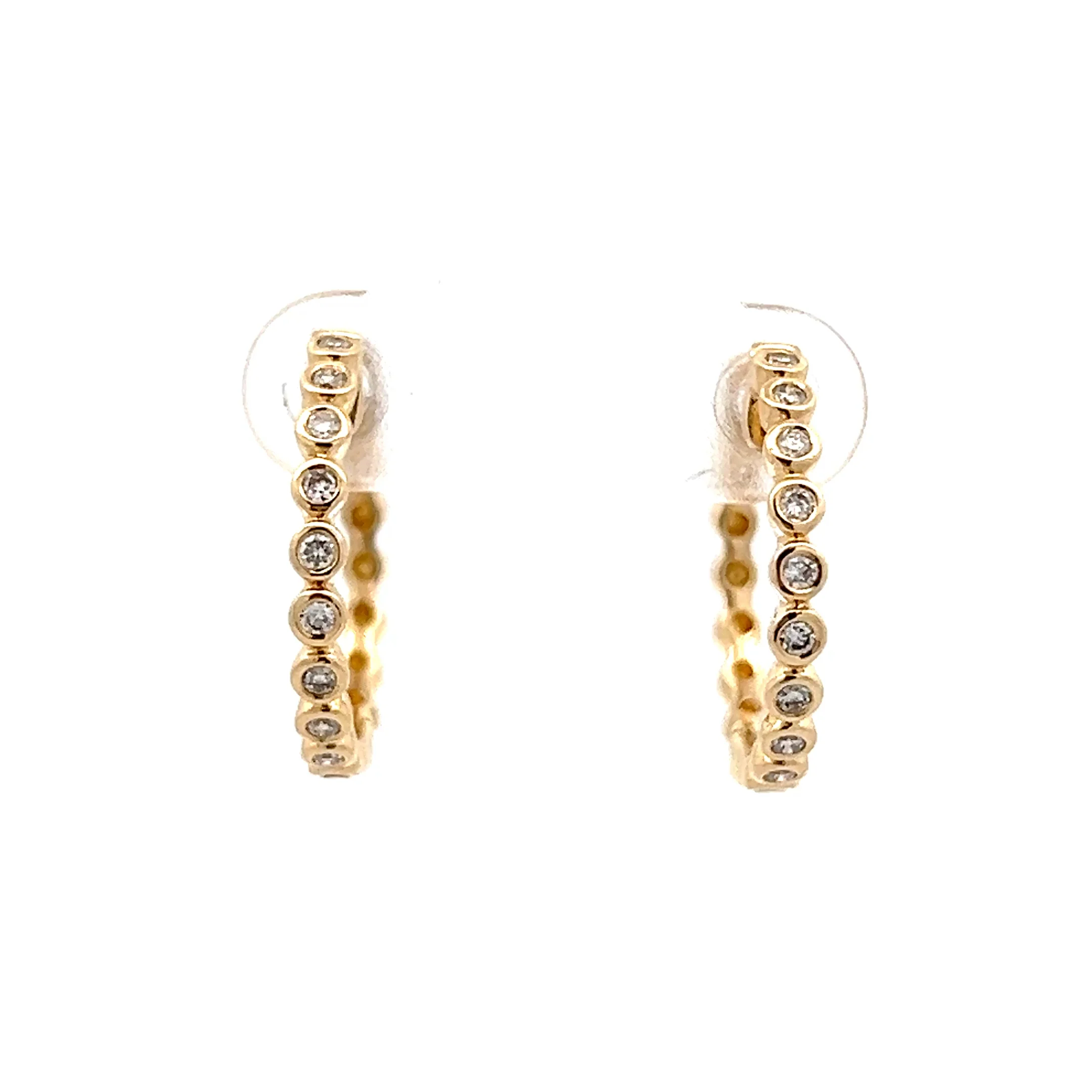 .27 Bezel Diamond Hoop Earrings in 14k