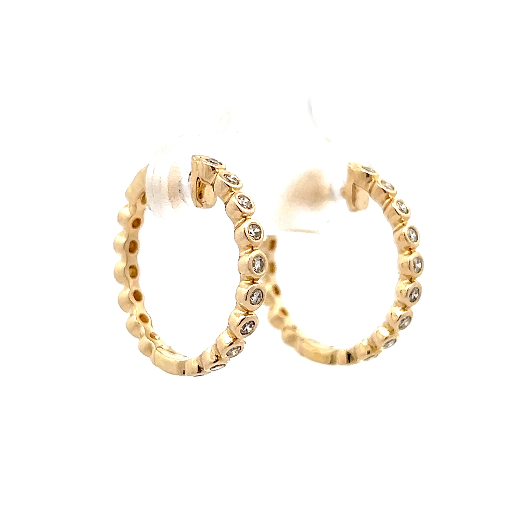 .27 Bezel Diamond Hoop Earrings in 14k - Image 3