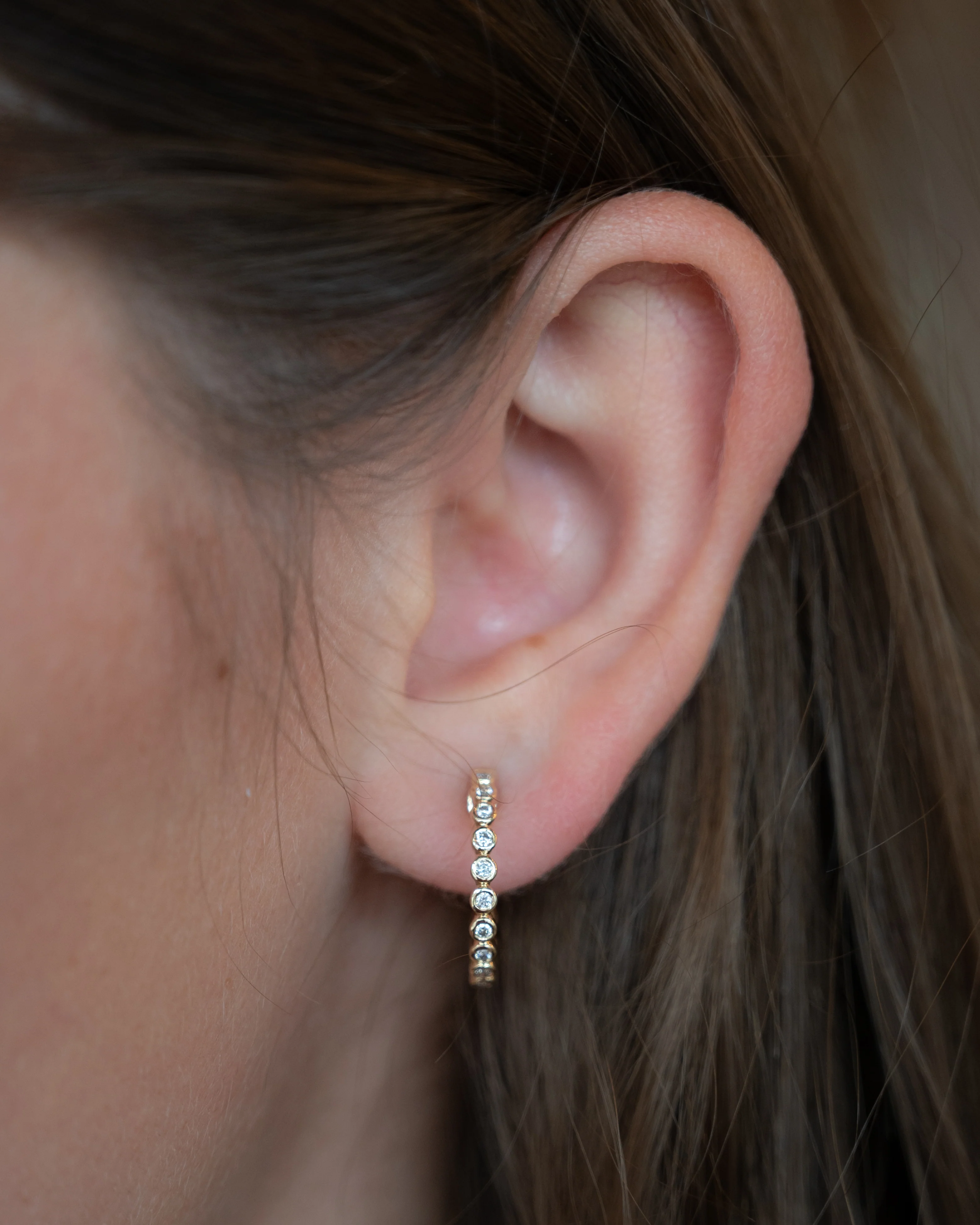 .27 Bezel Diamond Hoop Earrings in 14k - Image 4