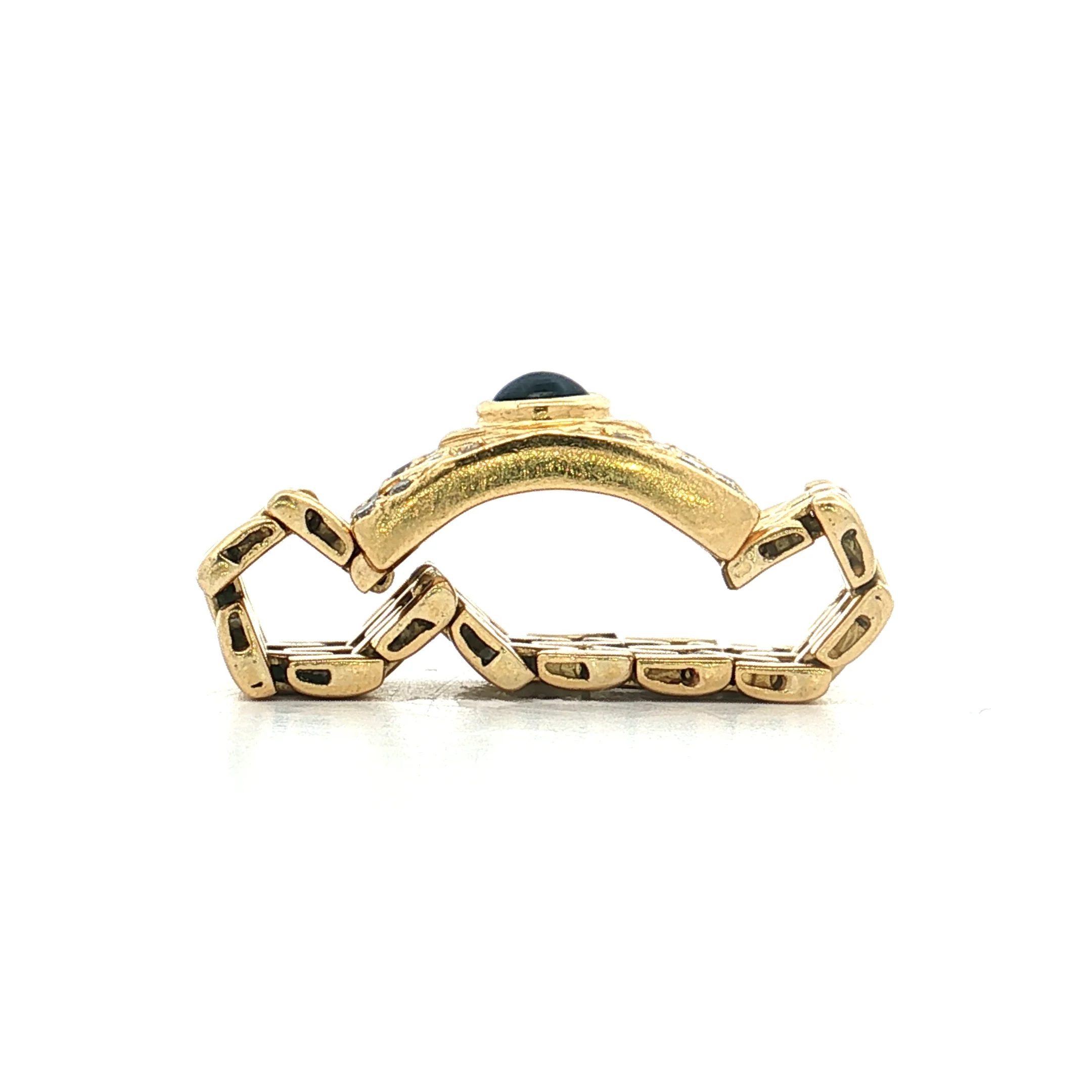 .27 Blue Sapphire & Diamond Flexible Stacking Ring 18k - Image 4