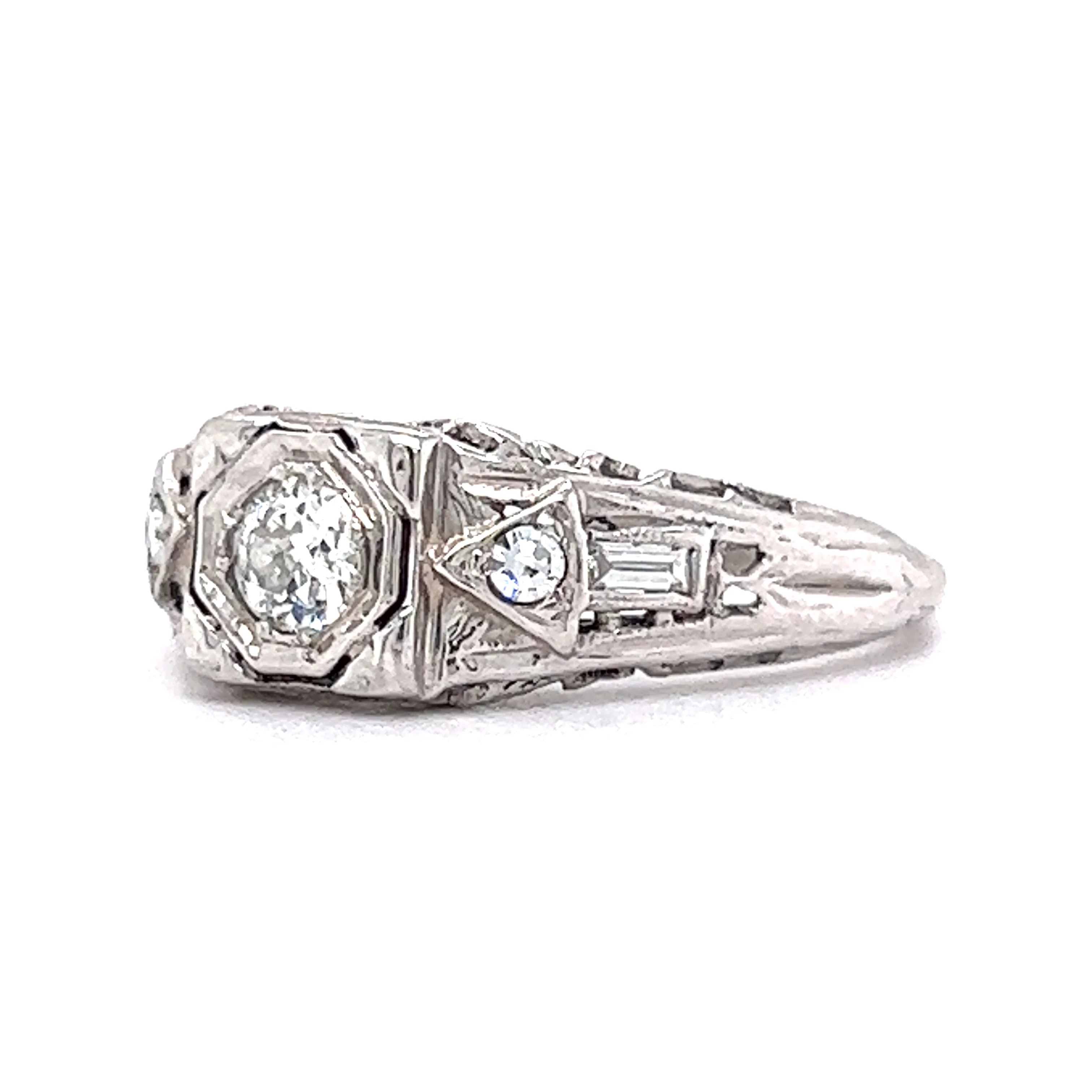 .27 European Diamond Engagement Ring in 18K White Gold - Image 2