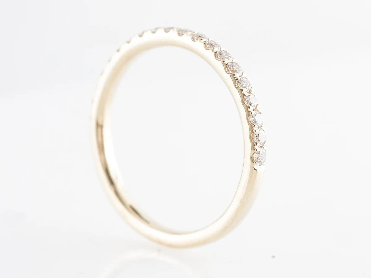 .27 Thin Wedding Band w/ Diamonds 14k Yellow Gold - Image 4