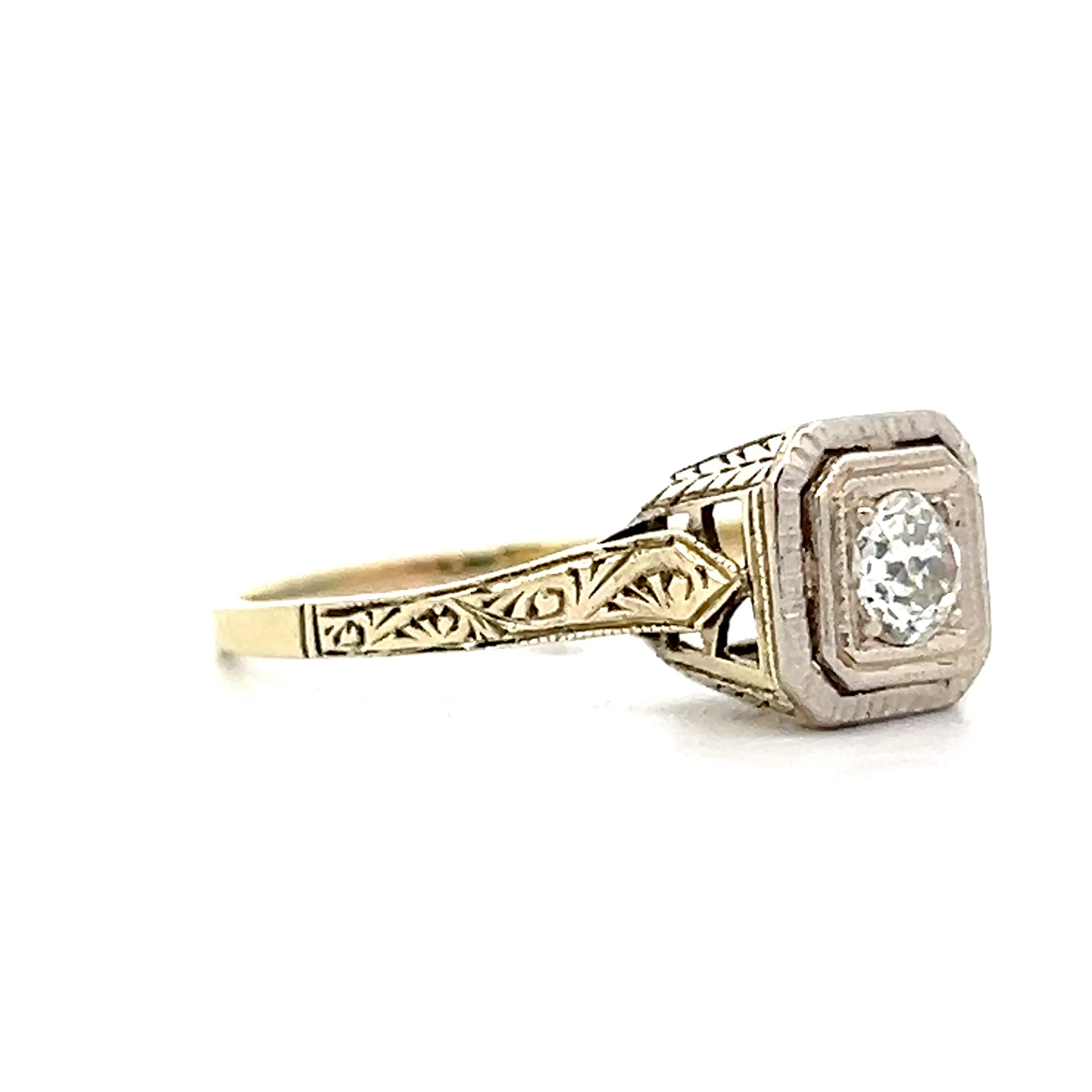 .28 Antique Art Deco Filigree Engagement Ring in 14k - Image 3
