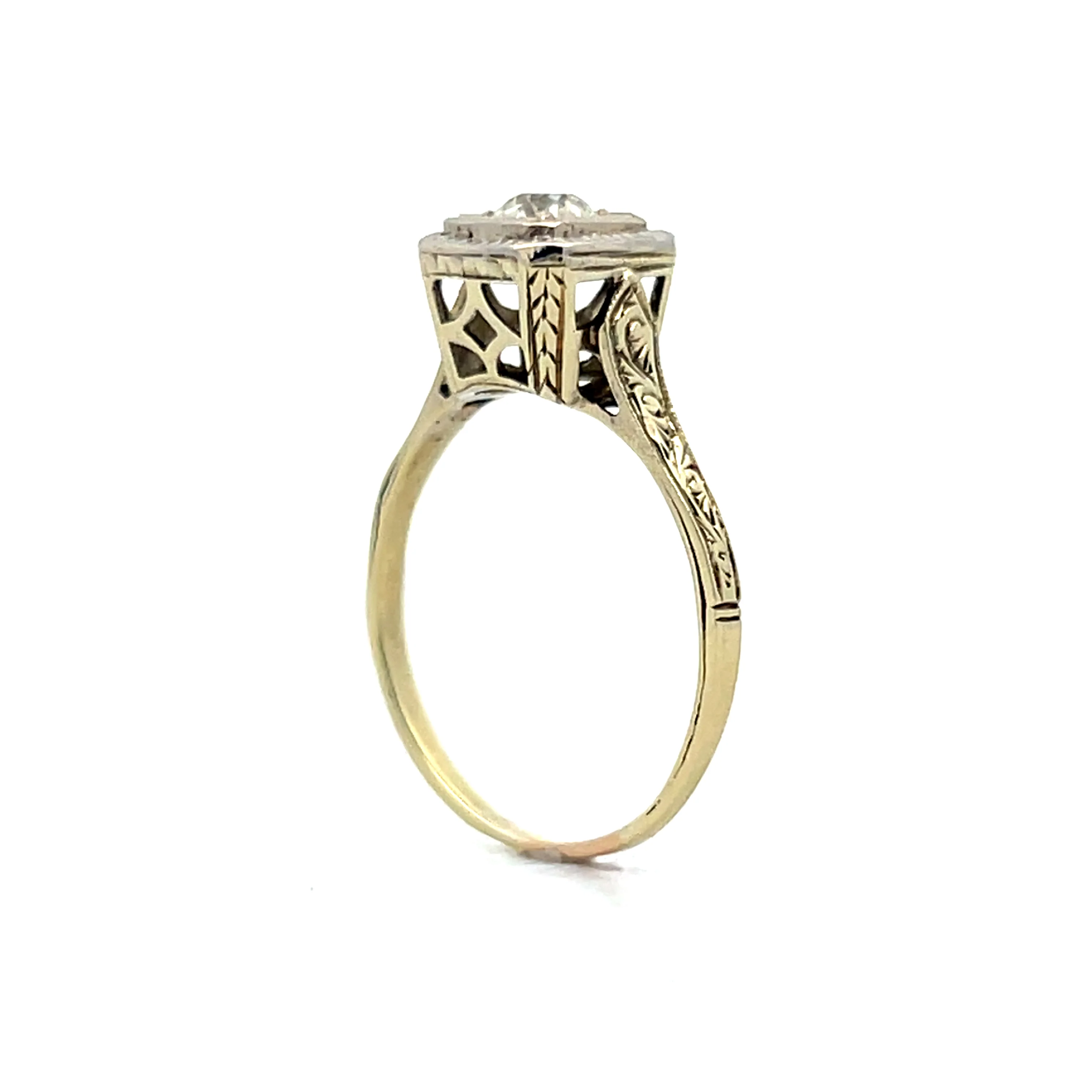 .28 Antique Art Deco Filigree Engagement Ring in 14k - Image 5