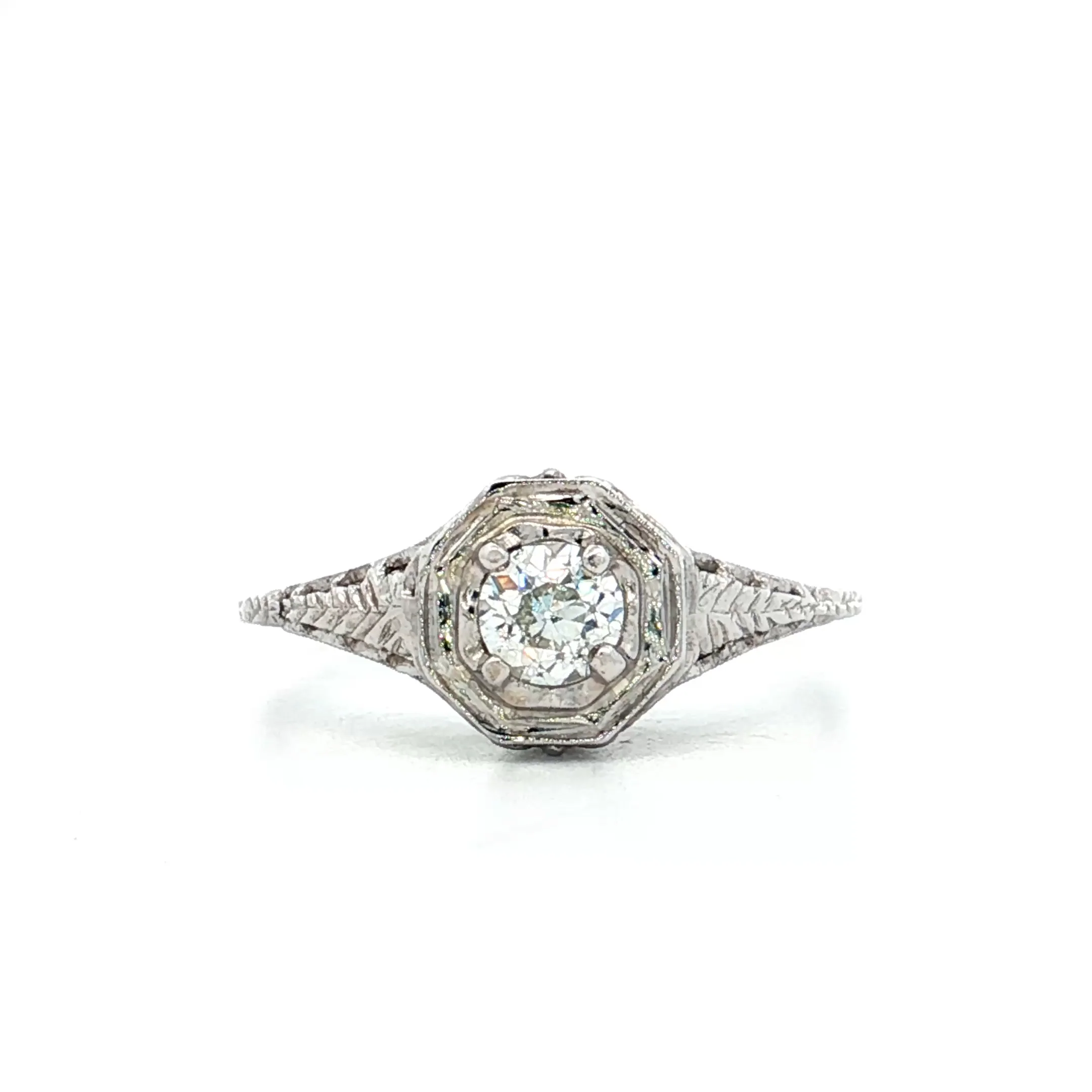 .28 Antique Old European Diamond Engagement Ring 18k