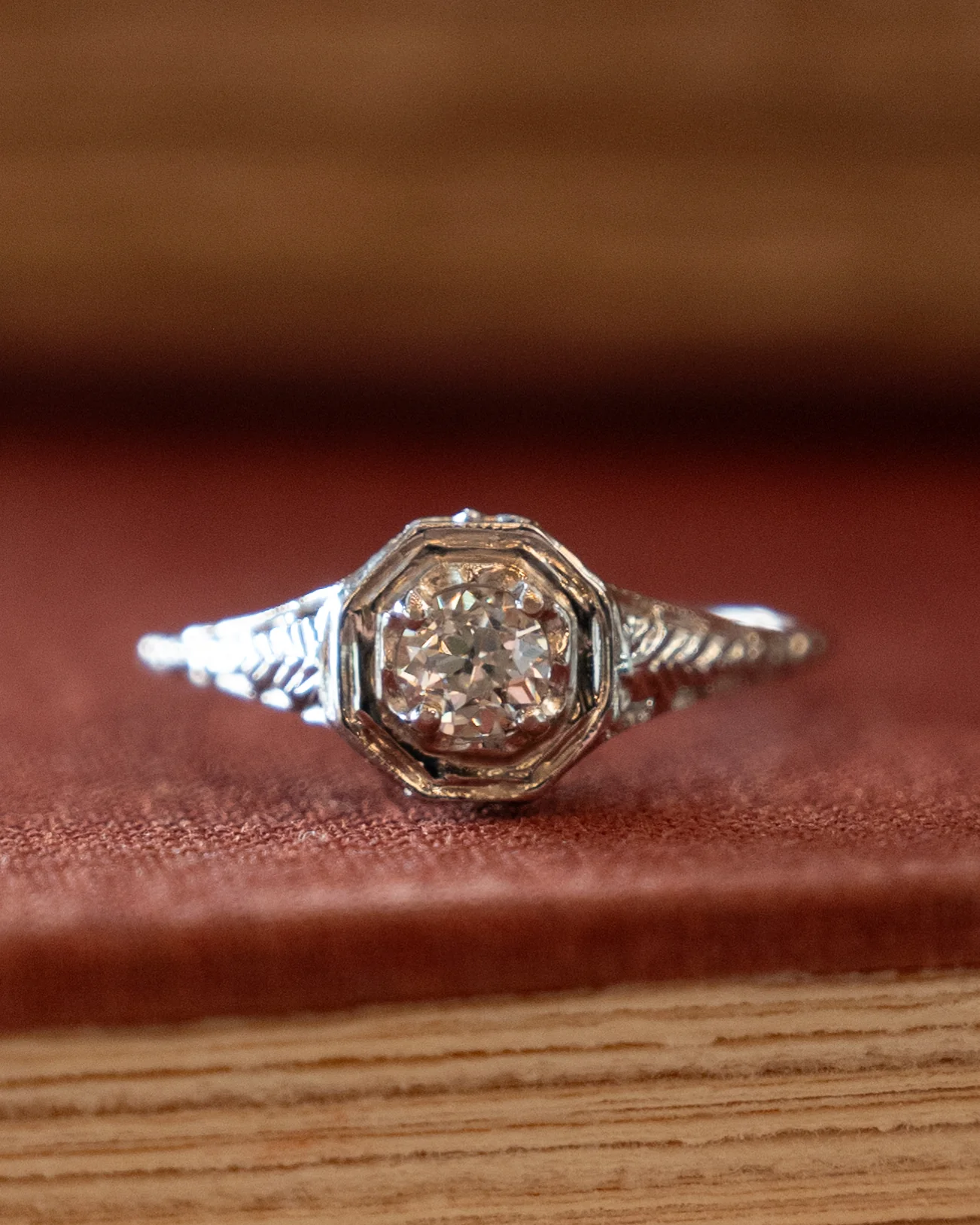 .28 Antique Old European Diamond Engagement Ring 18k - Image 6