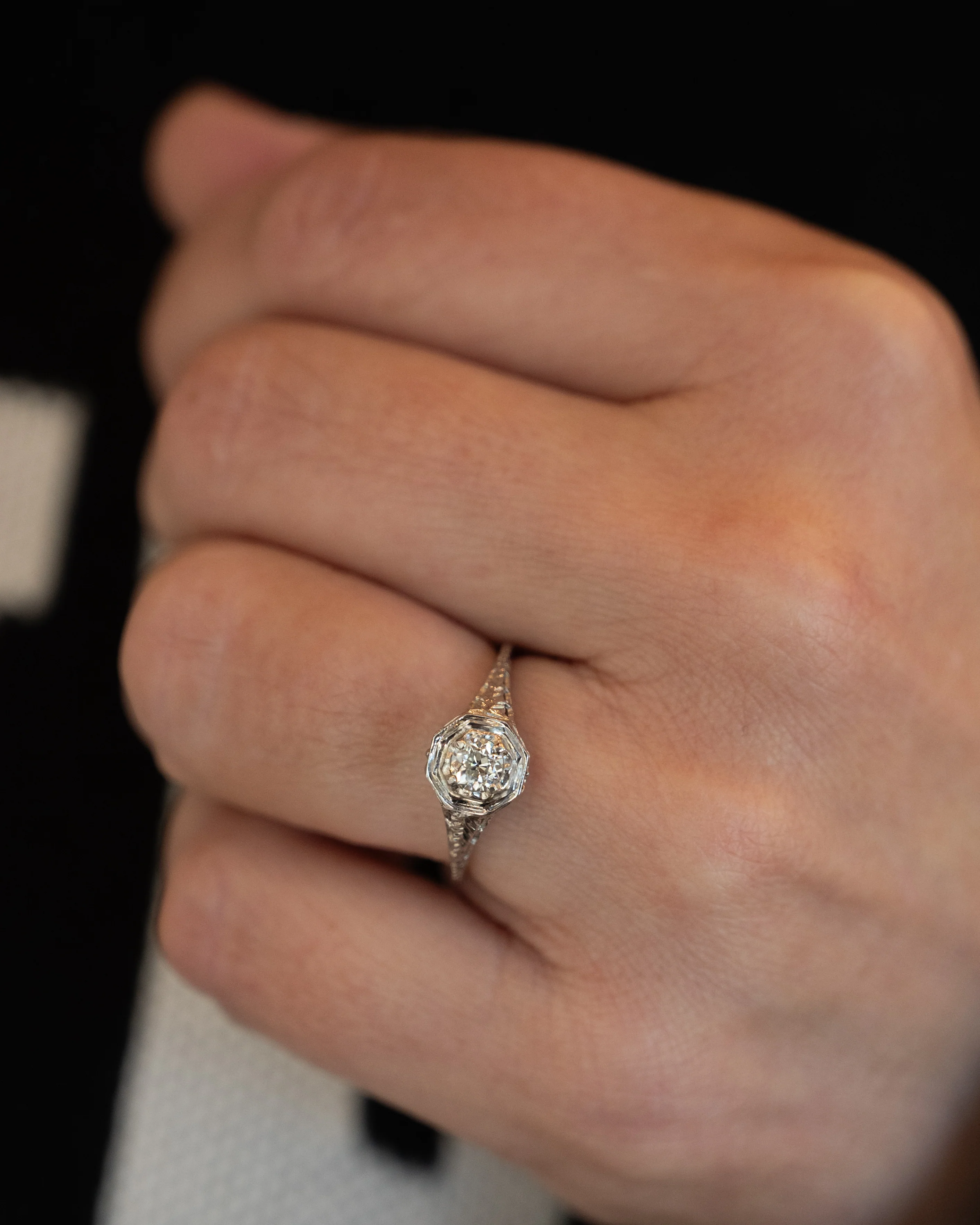 .28 Antique Old European Diamond Engagement Ring 18k - Image 7