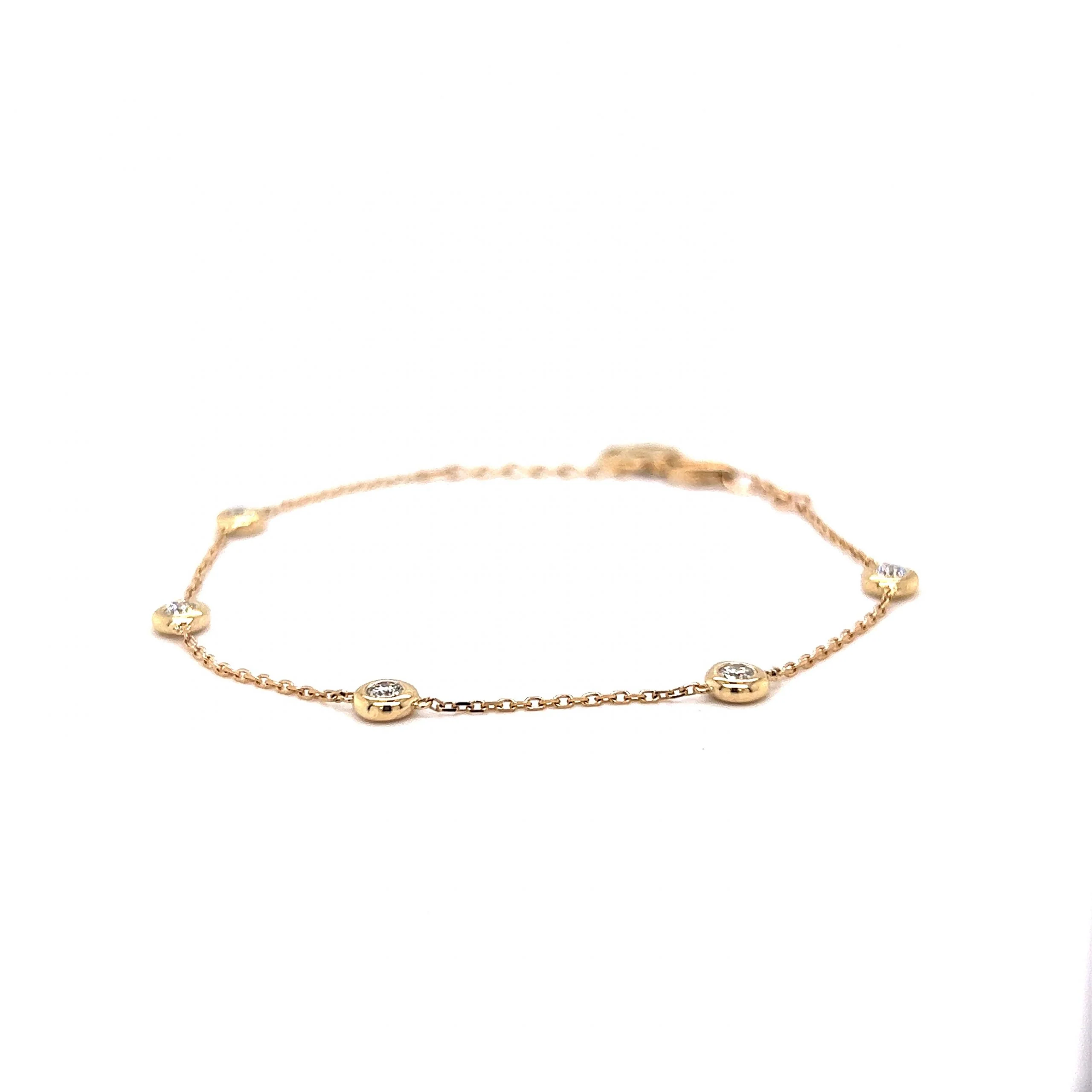 .30 Classic Bezel Set Diamond Chain Bracelet in 14k Yellow Gold - Image 2