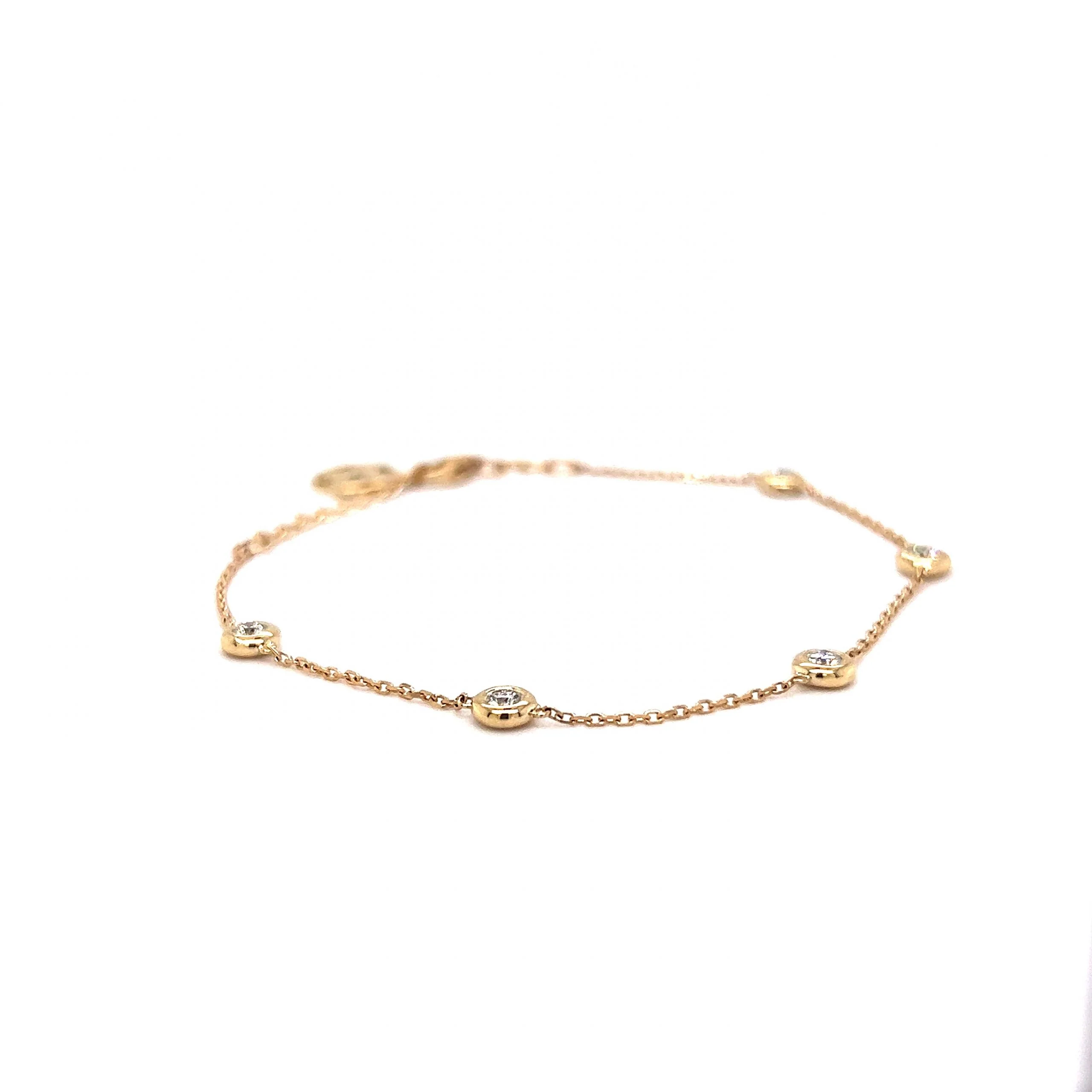 .30 Classic Bezel Set Diamond Chain Bracelet in 14k Yellow Gold - Image 3