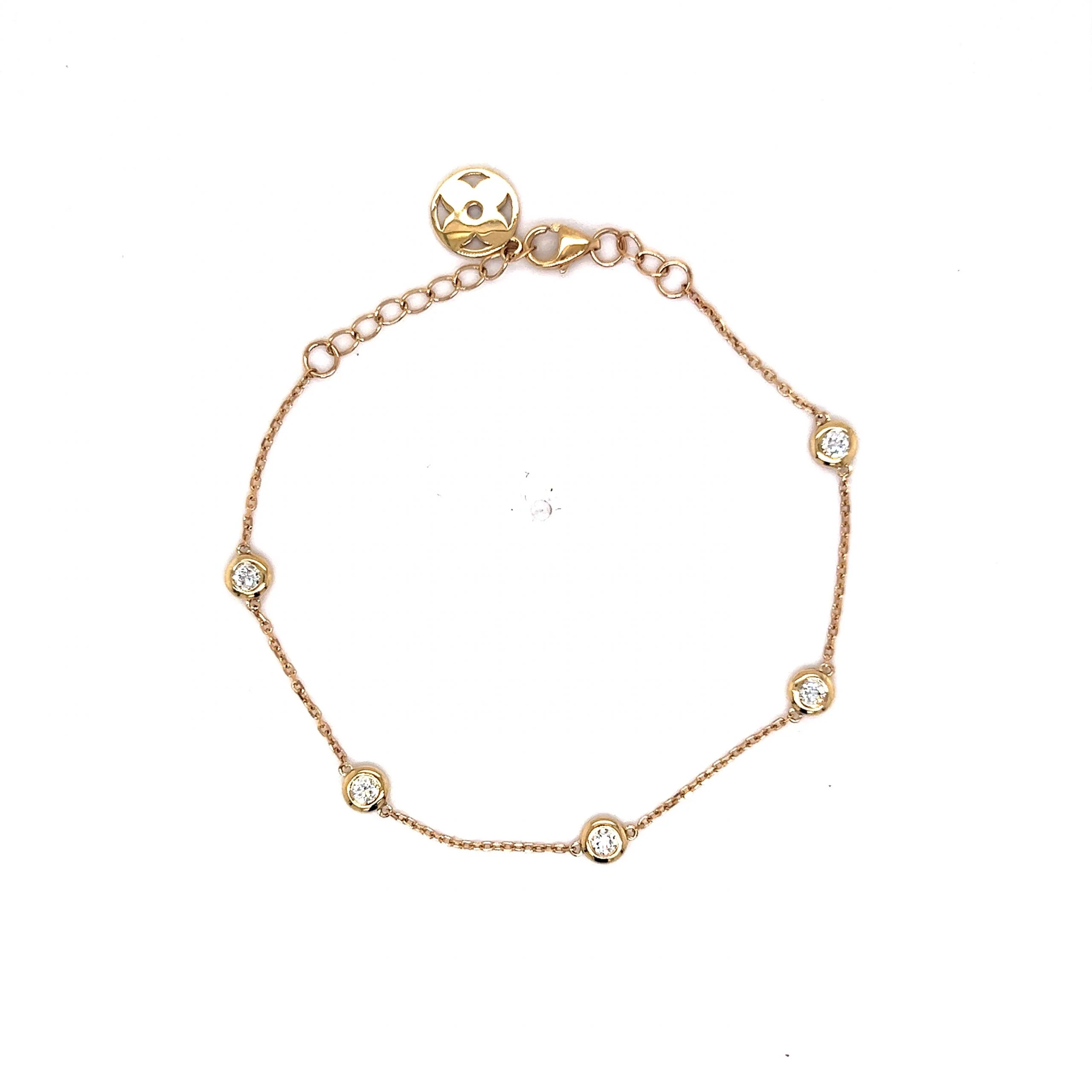 .30 Classic Bezel Set Diamond Chain Bracelet in 14k Yellow Gold - Image 4
