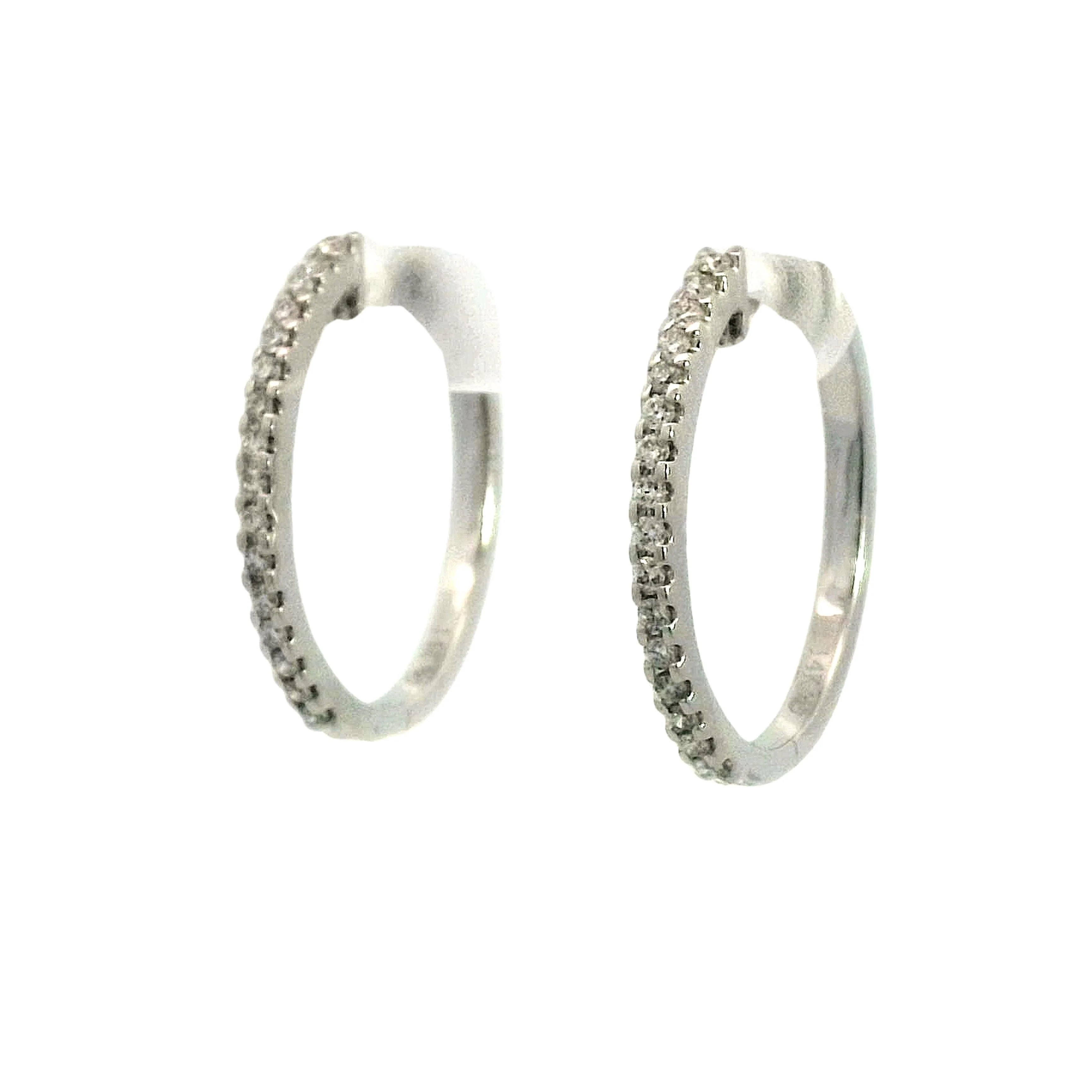 .28 Classic Diamond Hoop Earrings in 14k White Gold - Image 2