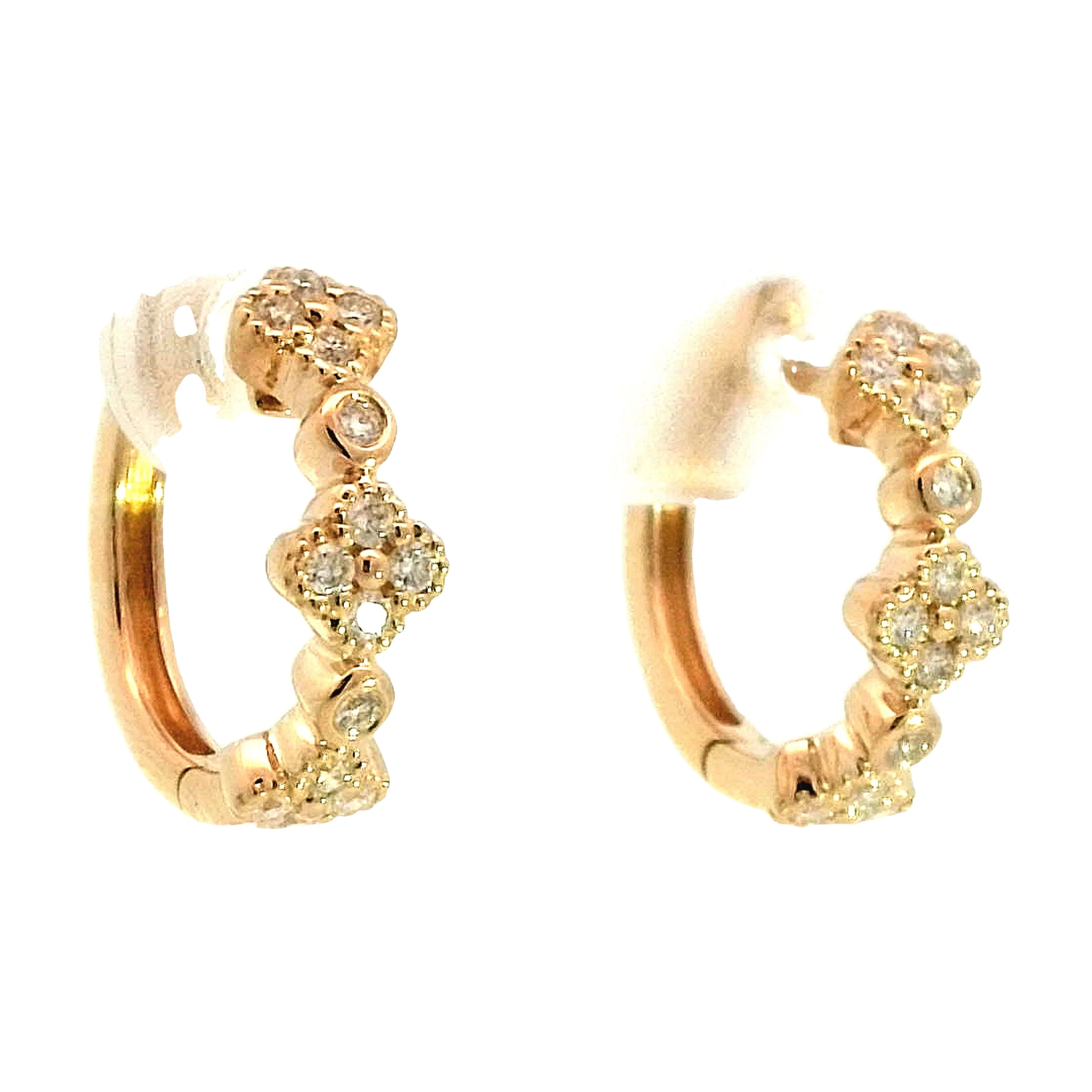 .28 Cluster Diamond Hoop Earrings in 14k Yellow Gold - Image 3