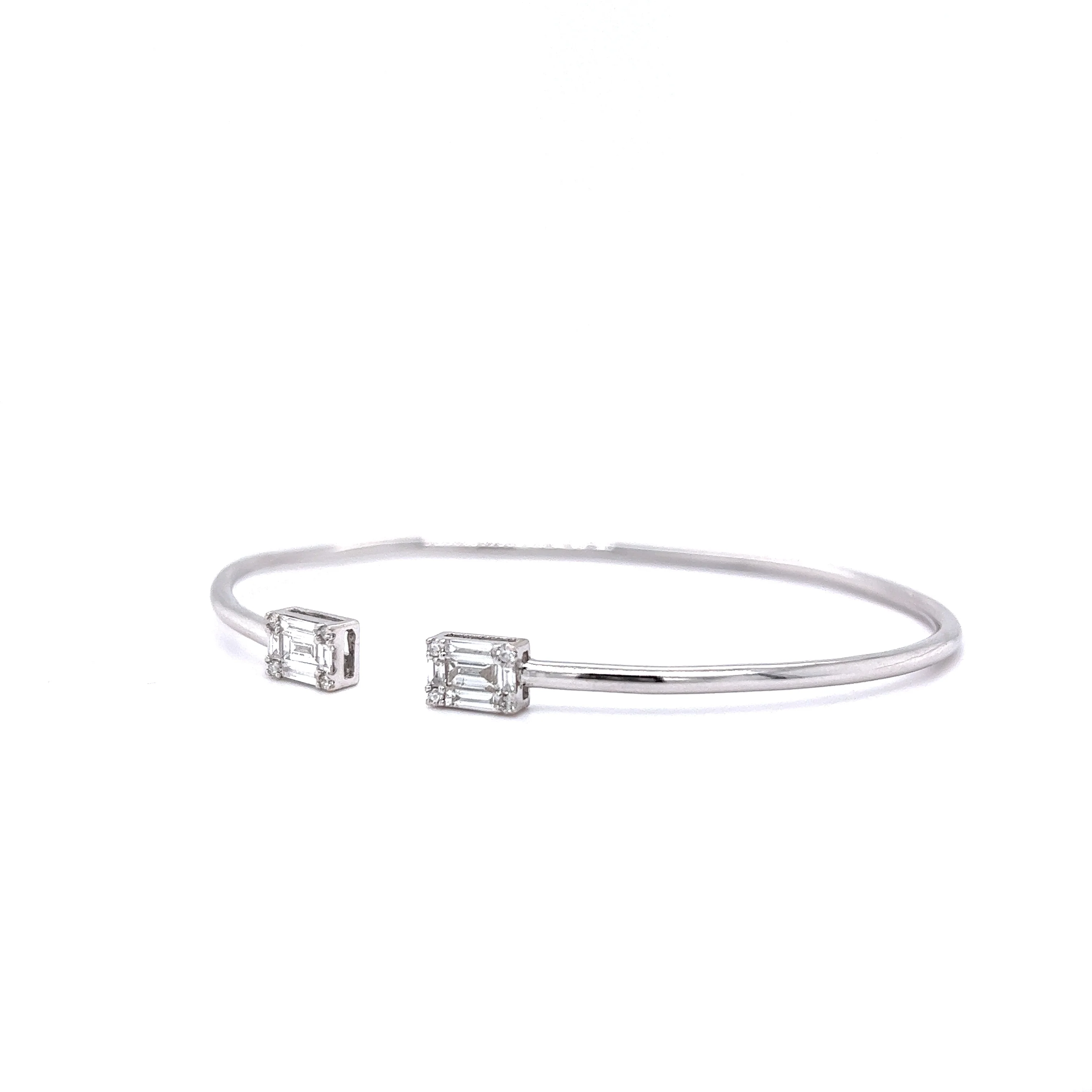 .28 Emerald Cut Diamond Bangle Bracelet in 18k White Gold - Image 2