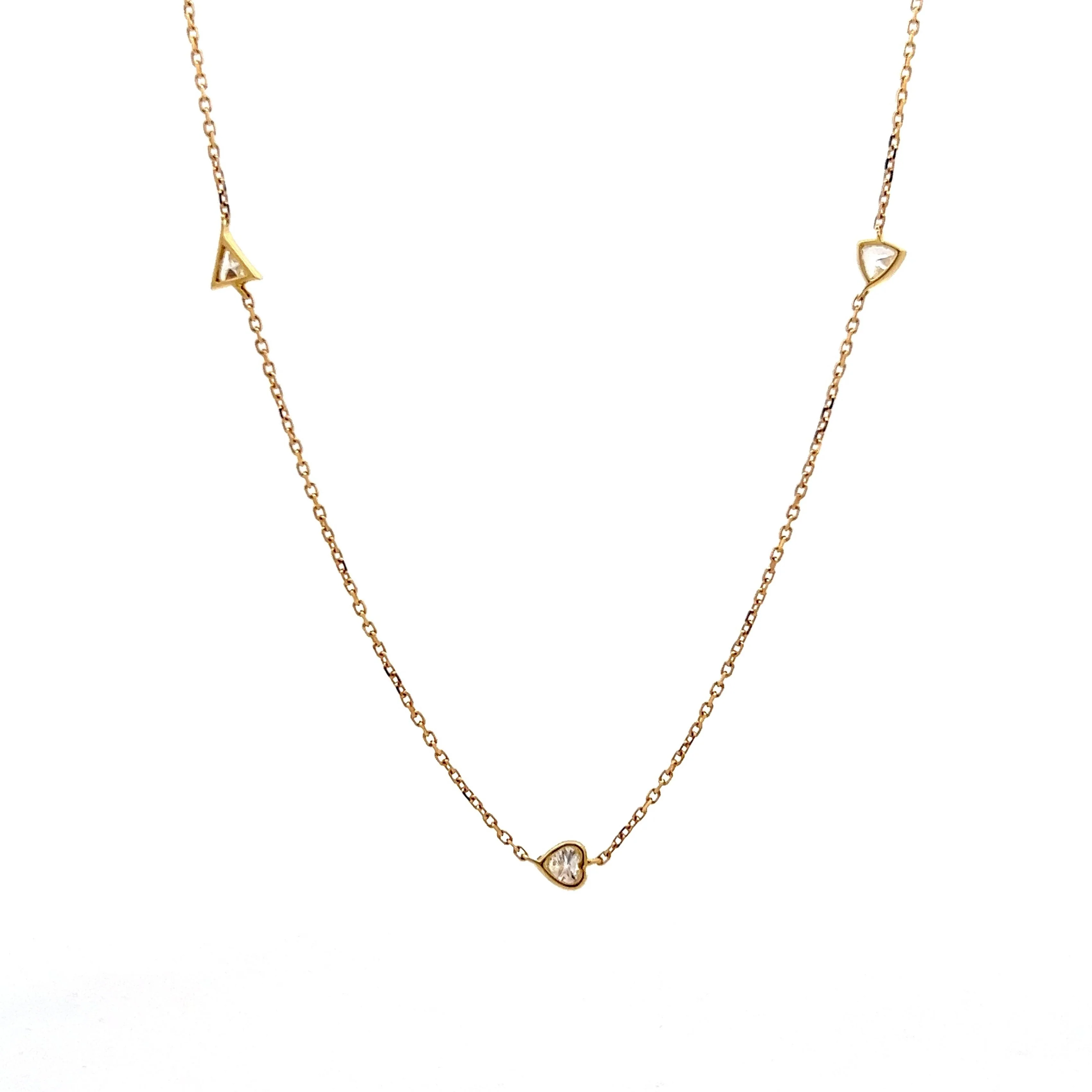 .28 Diamond Heart Bezel Necklace in 18k Yellow Gold