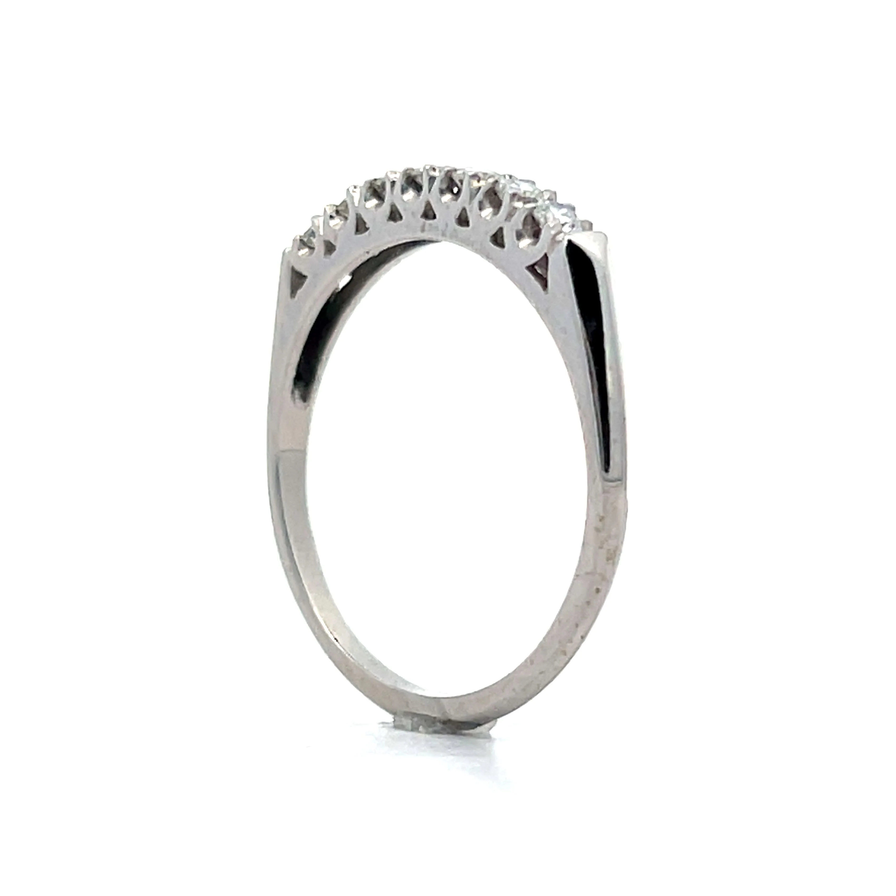 .28 Diamond Knife Edge Wedding Band in 14k White Gold - Image 5