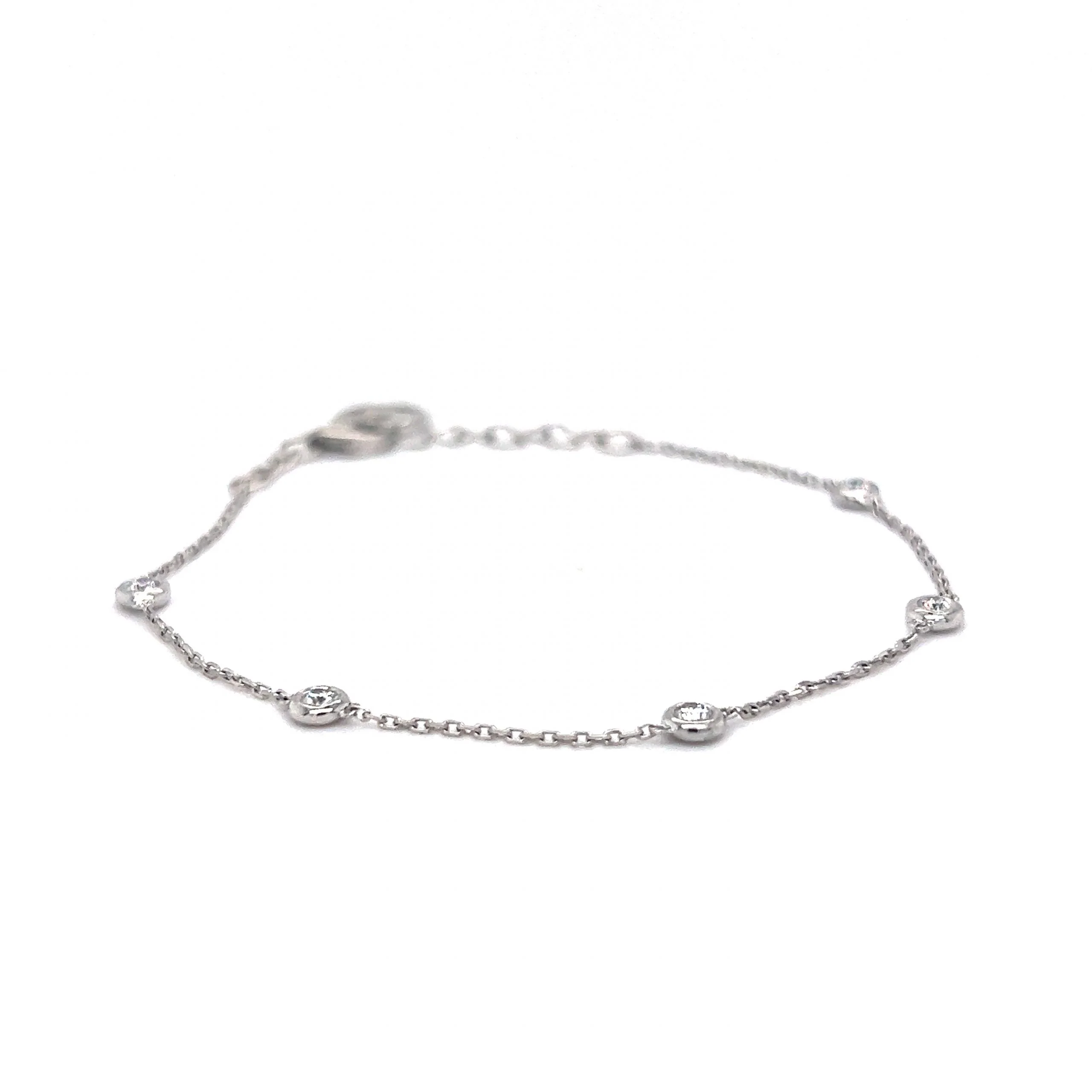 .28 Everyday Bezel Set Diamond Chain Bracelet in 14k White Gold - Image 3