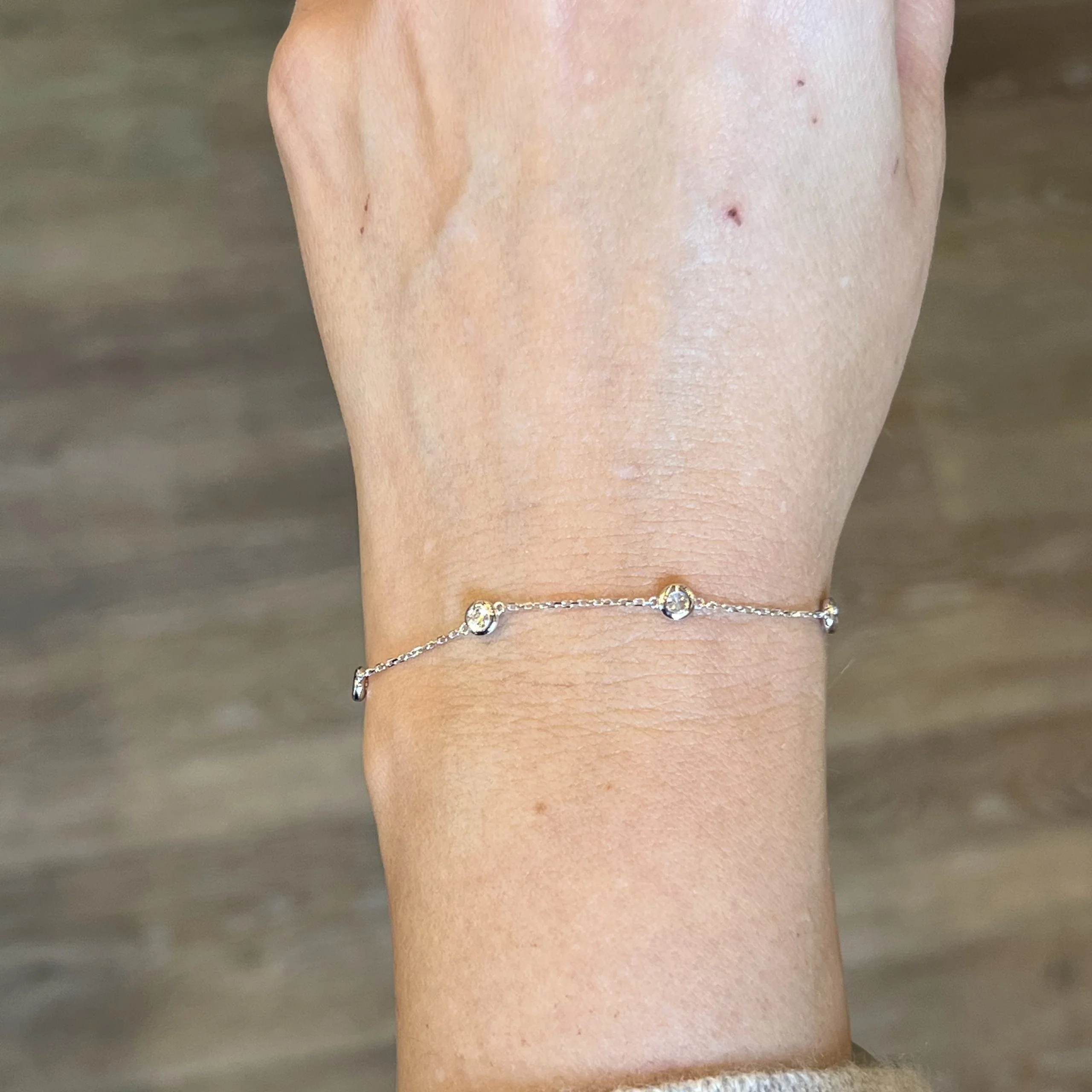 .28 Everyday Bezel Set Diamond Chain Bracelet in 14k White Gold - Image 5