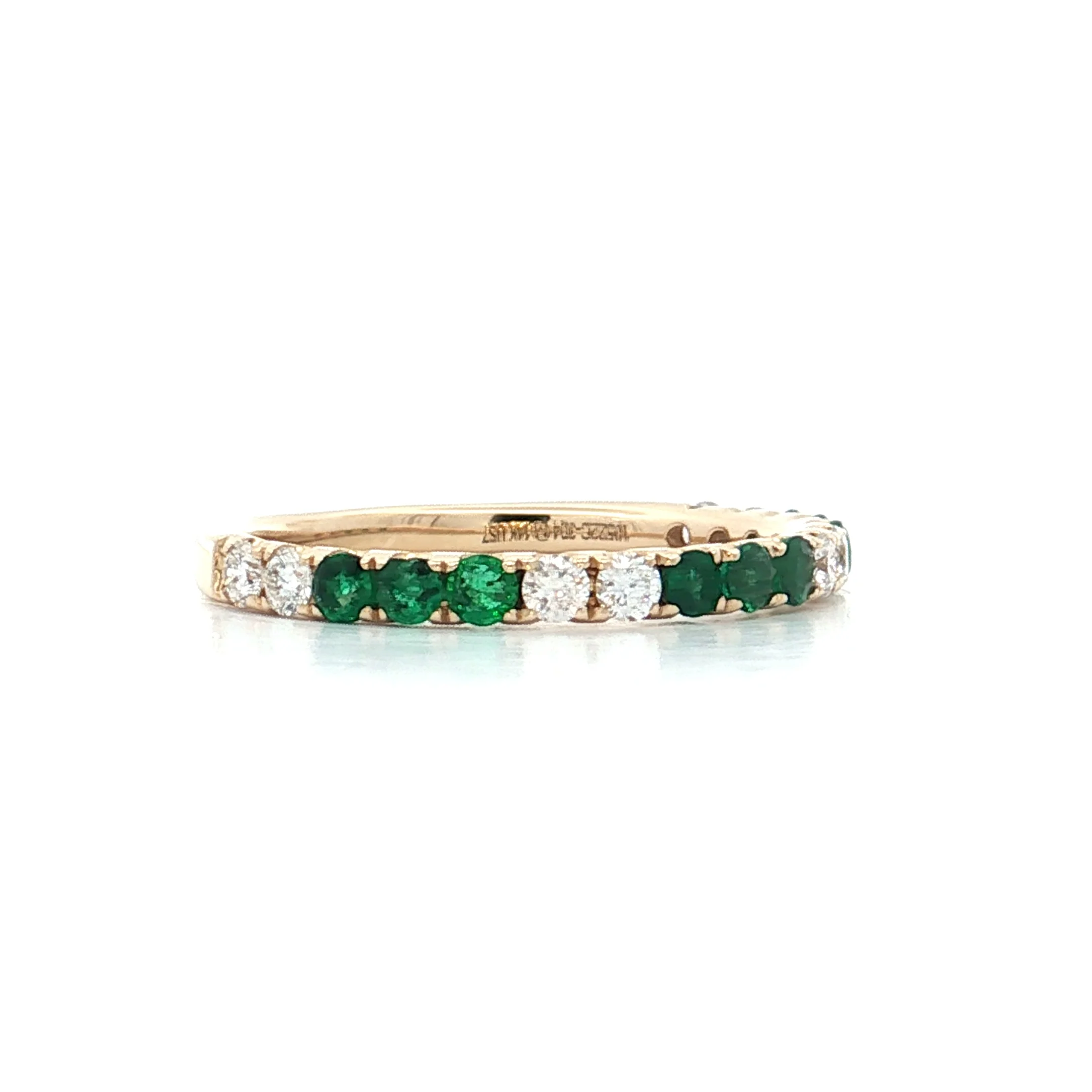 .28 French Set Diamond & Emerald Stacking Ring 14k - Image 3