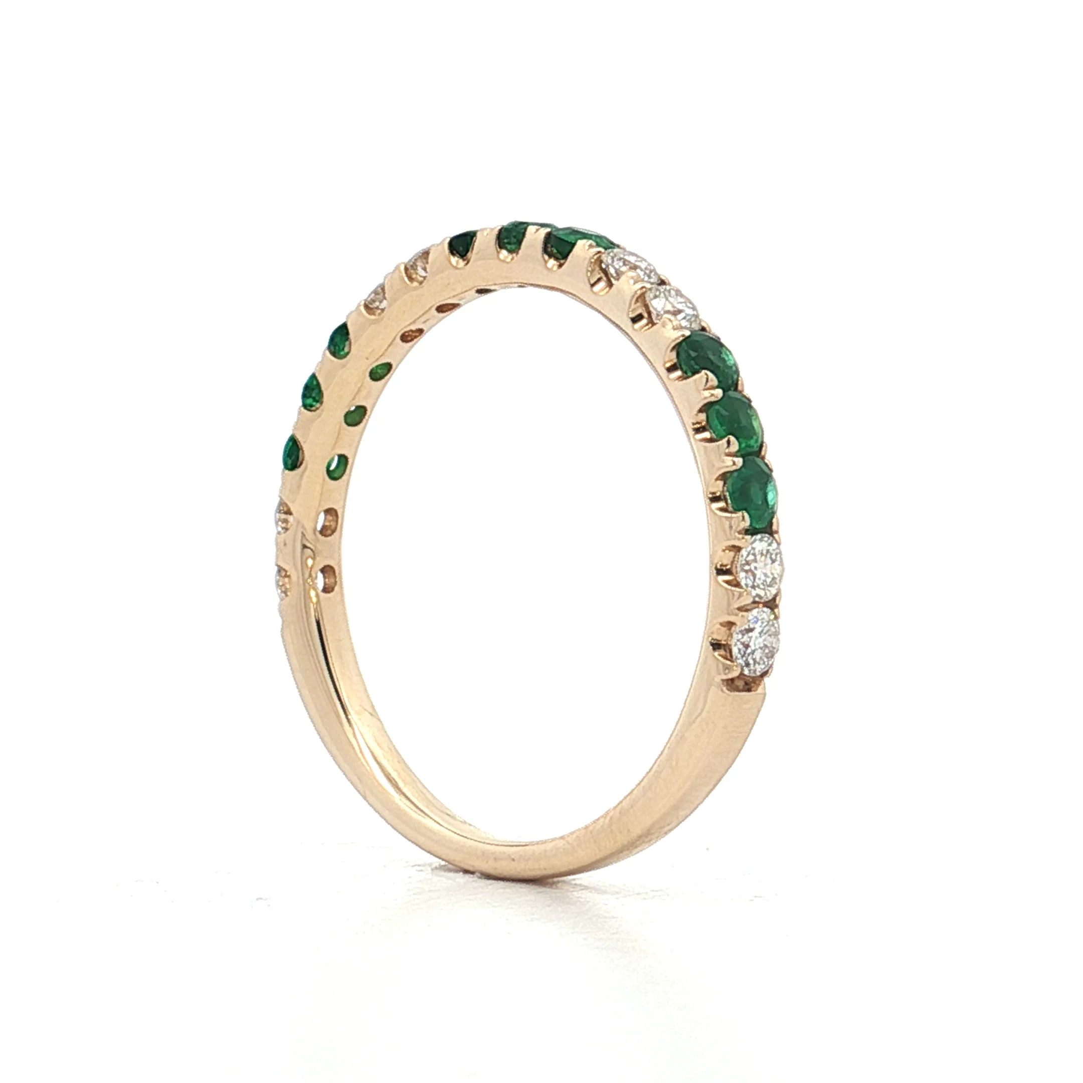 .28 French Set Diamond & Emerald Stacking Ring 14k - Image 5