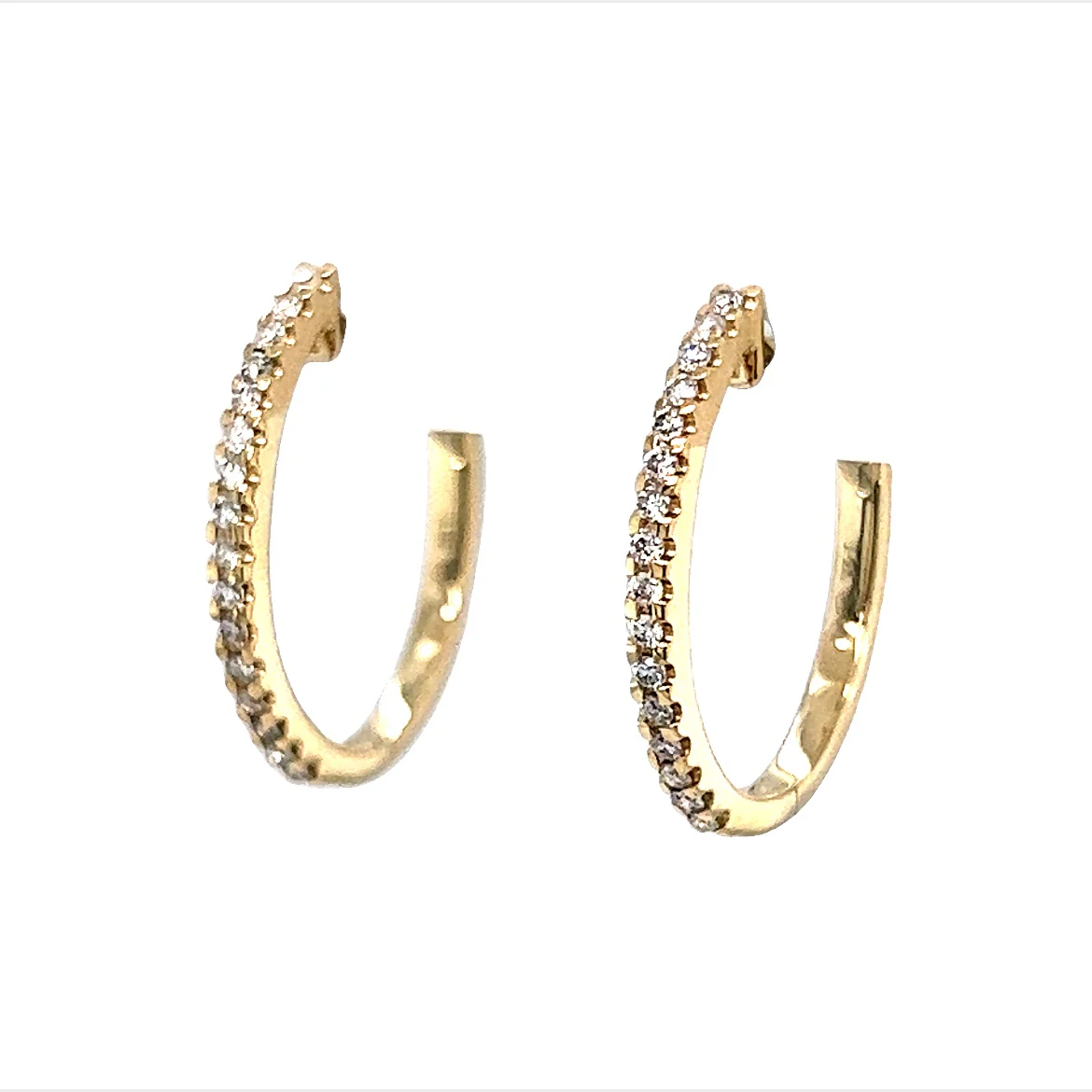 .28 Oval Diamond Hoop Earrings in 14k Yellow Gold - Image 2