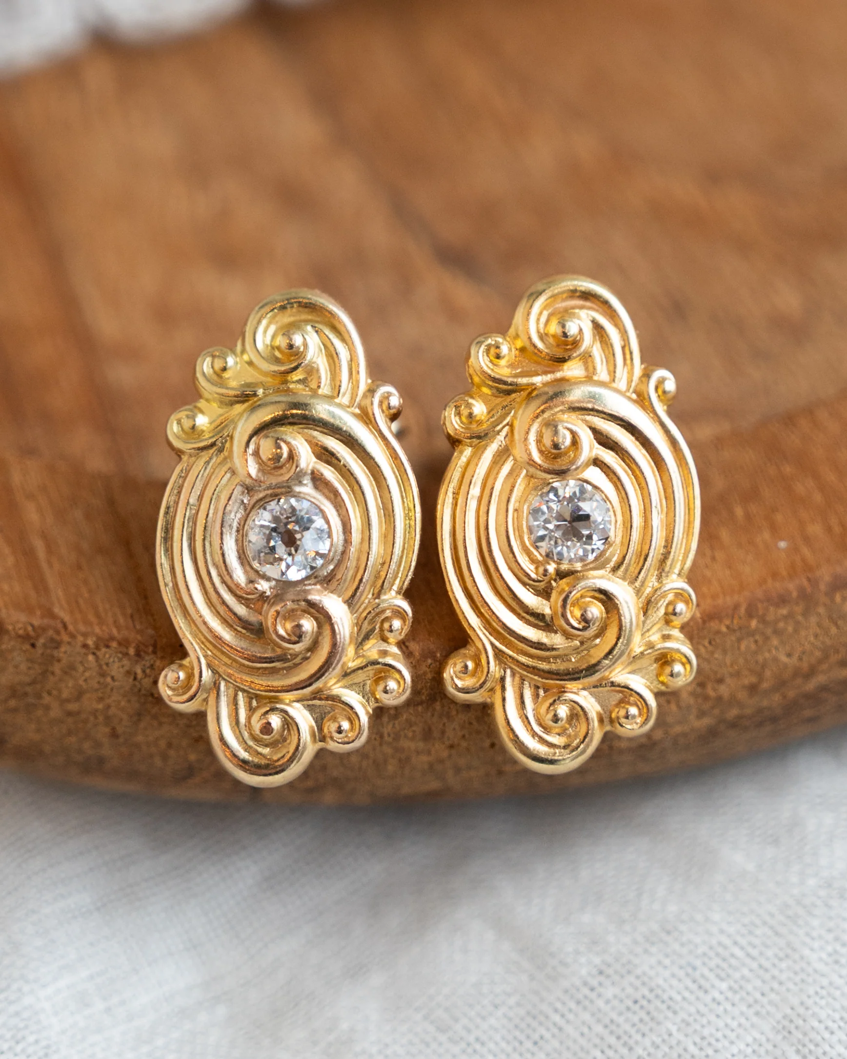 .28 Shreve & Co Vintage Diamond Earrings 14k - Image 4