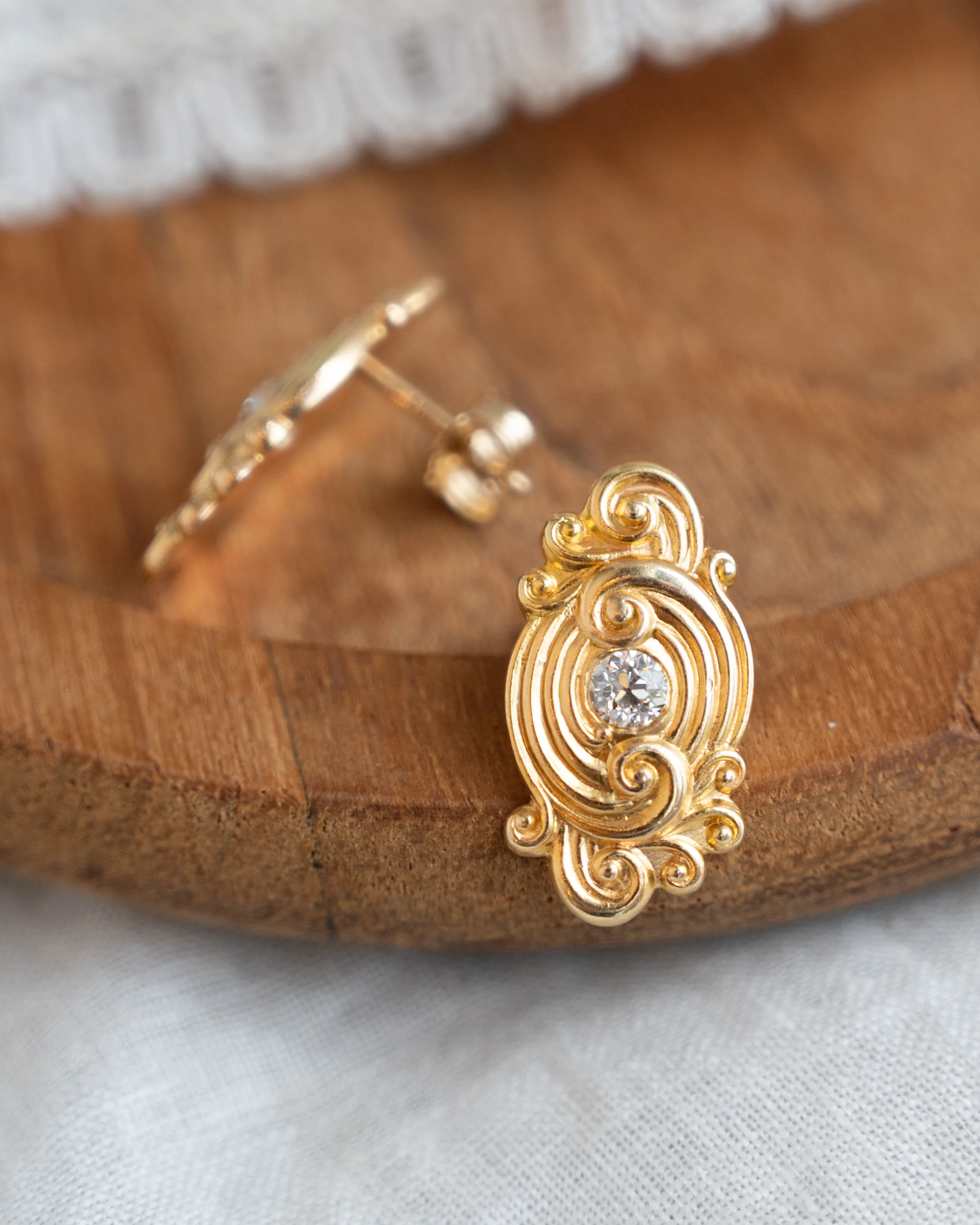 .28 Shreve & Co Vintage Diamond Earrings 14k - Image 5