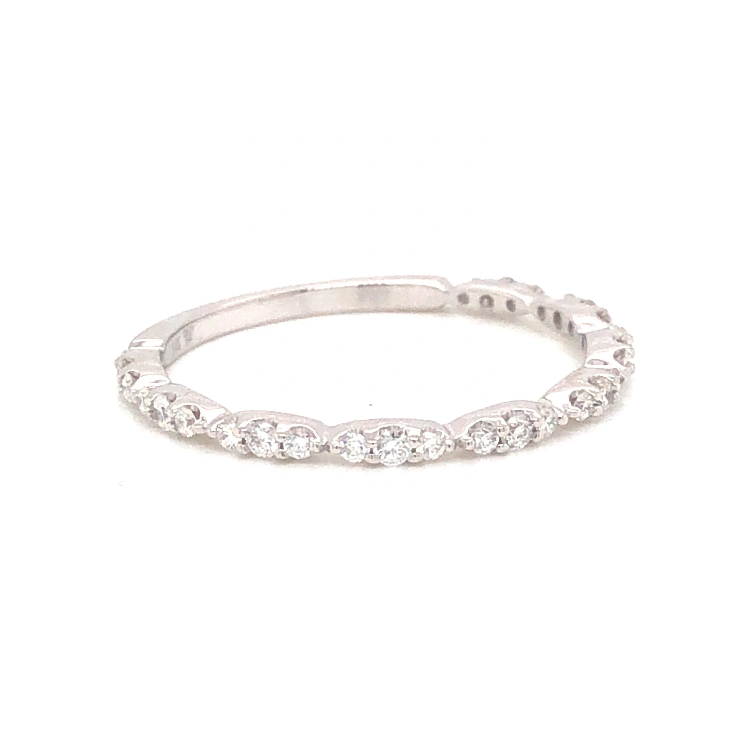 .28 Thin Diamond Wedding Band in 14k White Gold - Image 3