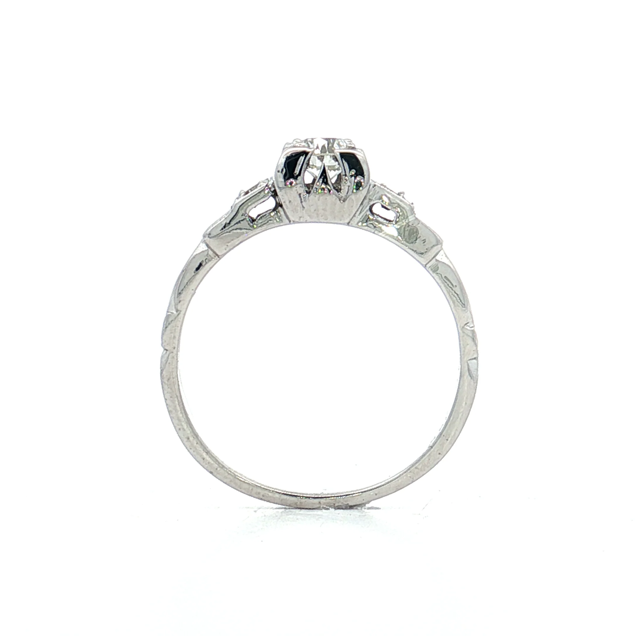 .28 Vintage Deco Diamond Engagement Ring 18k - Image 4