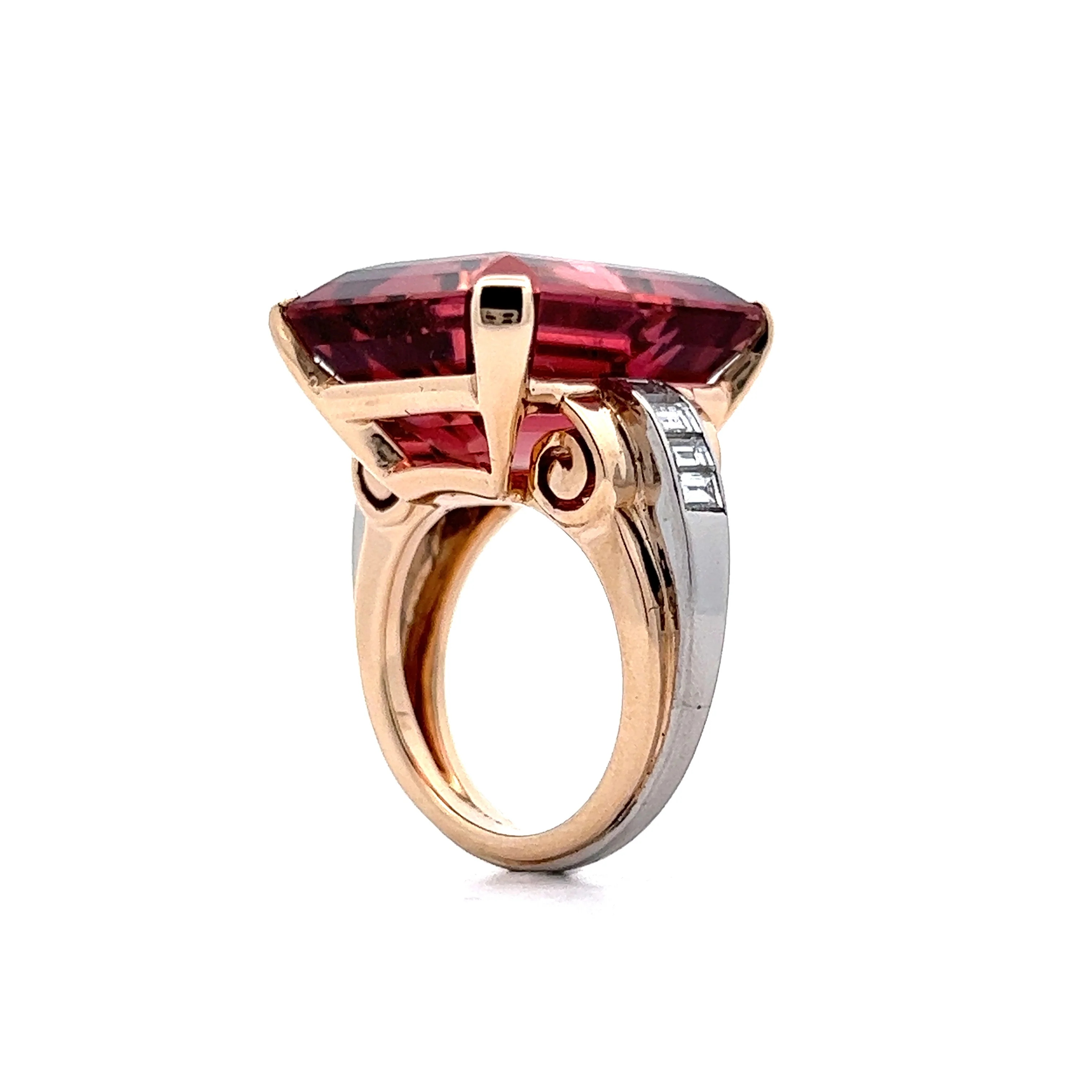 29.60 Emerald Cut Tourmaline Ring in Platinum & 18k Rose Gold - Image 5