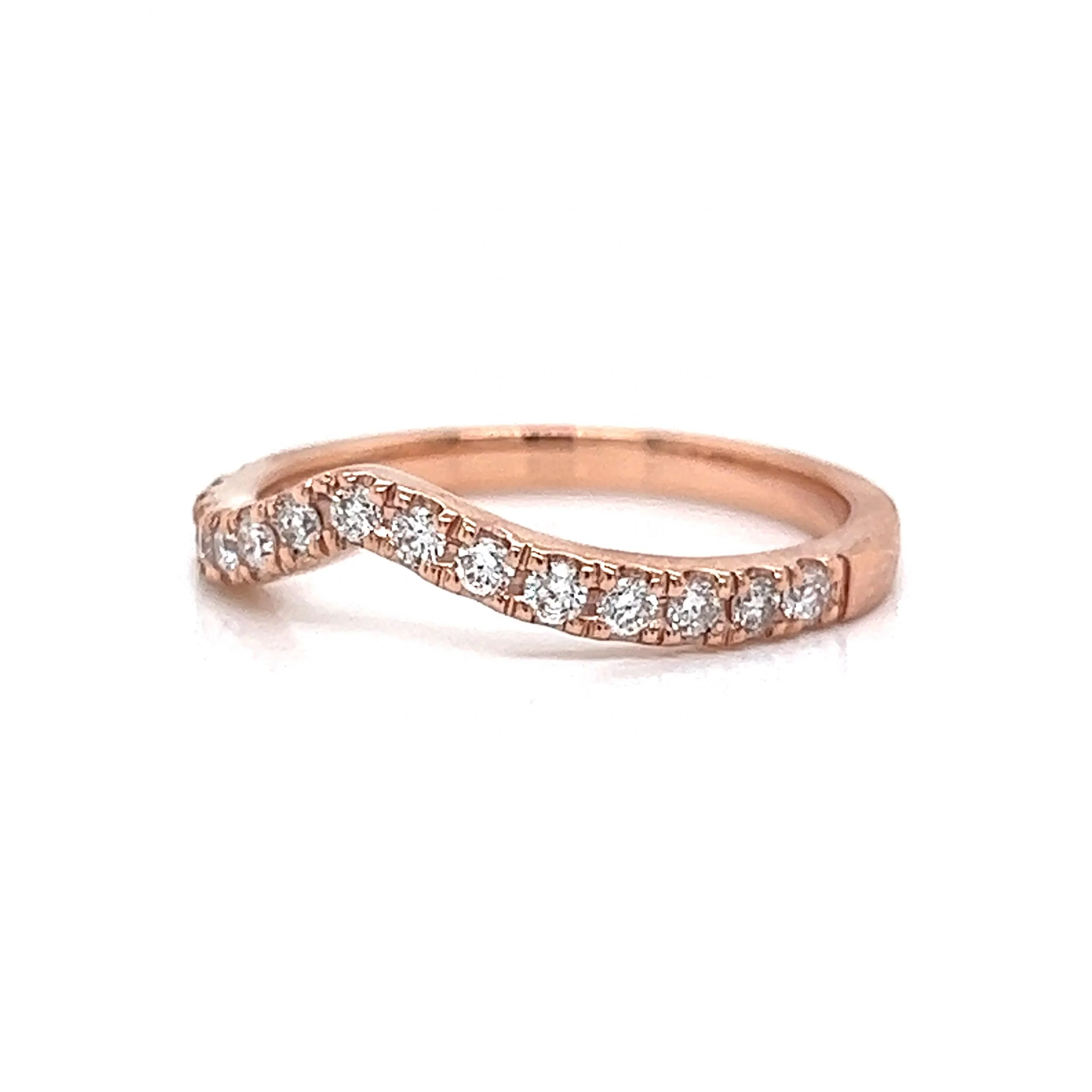 .29 V Shaped Diamond Wedding Band in 14k Rose Gold - Image 2