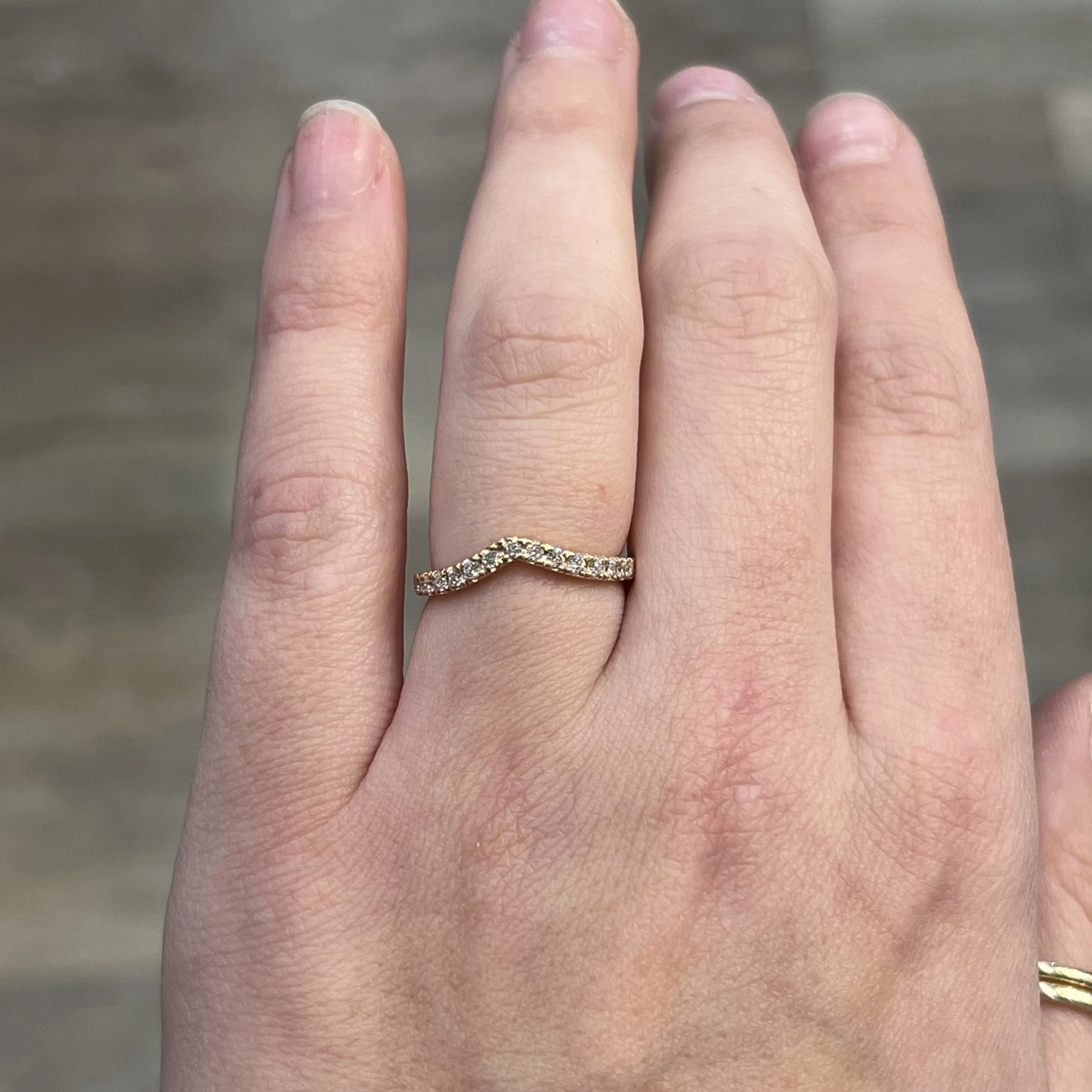 .29 V Shaped Diamond Wedding Band in 14k Rose Gold - Image 6