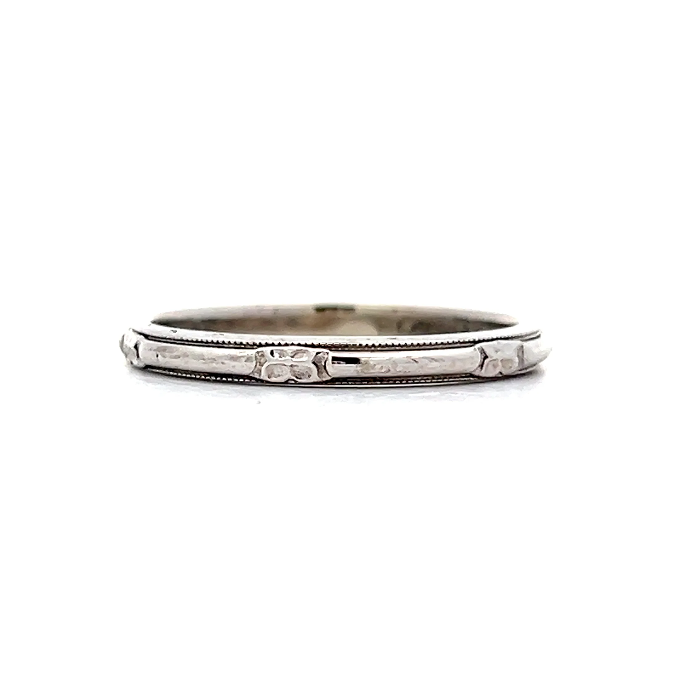 2mm Antique Art Deco Textured Wedding Band in 14k - Image 2