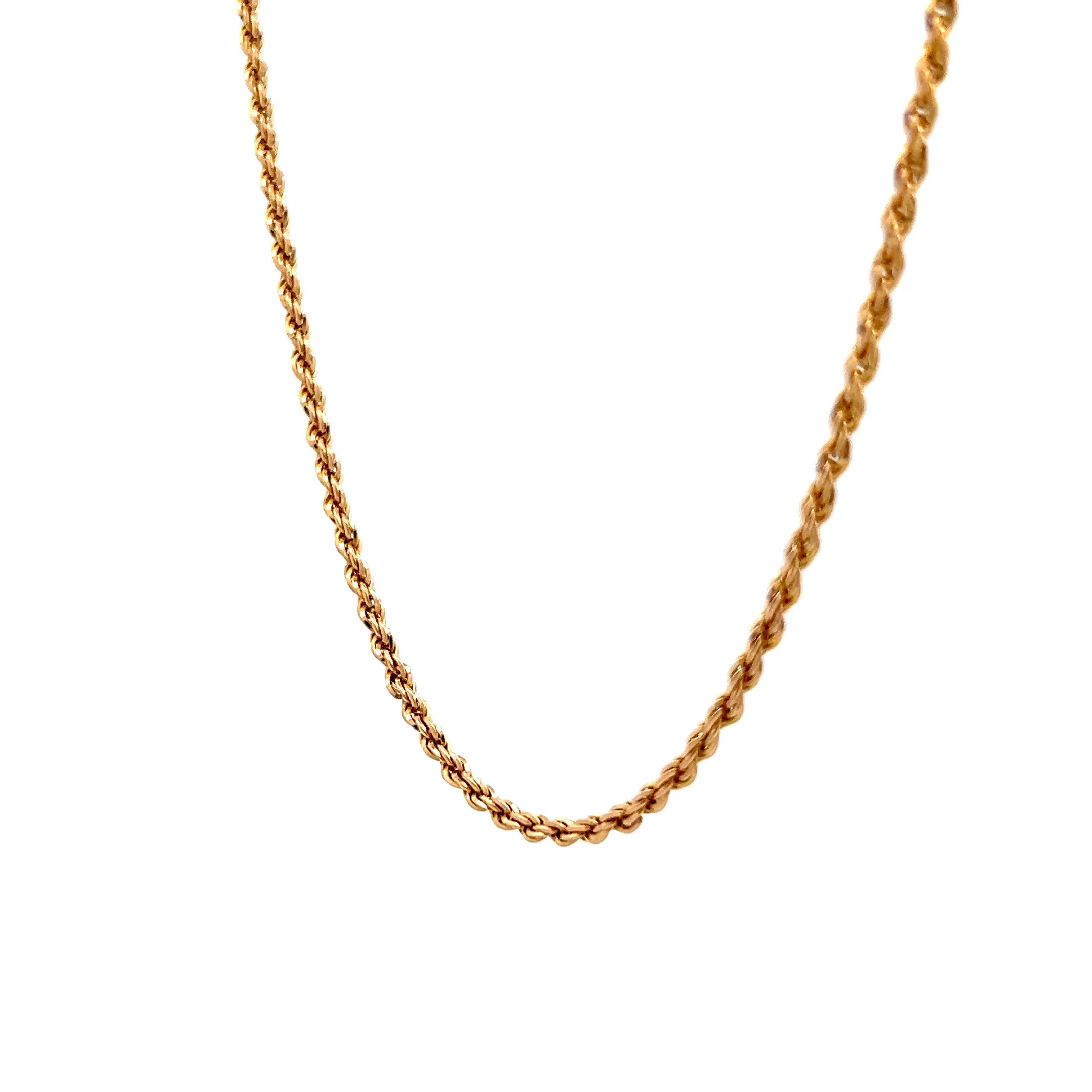 2mm Classic Rope Chain Necklace in 14k Yellow Gold - Image 2