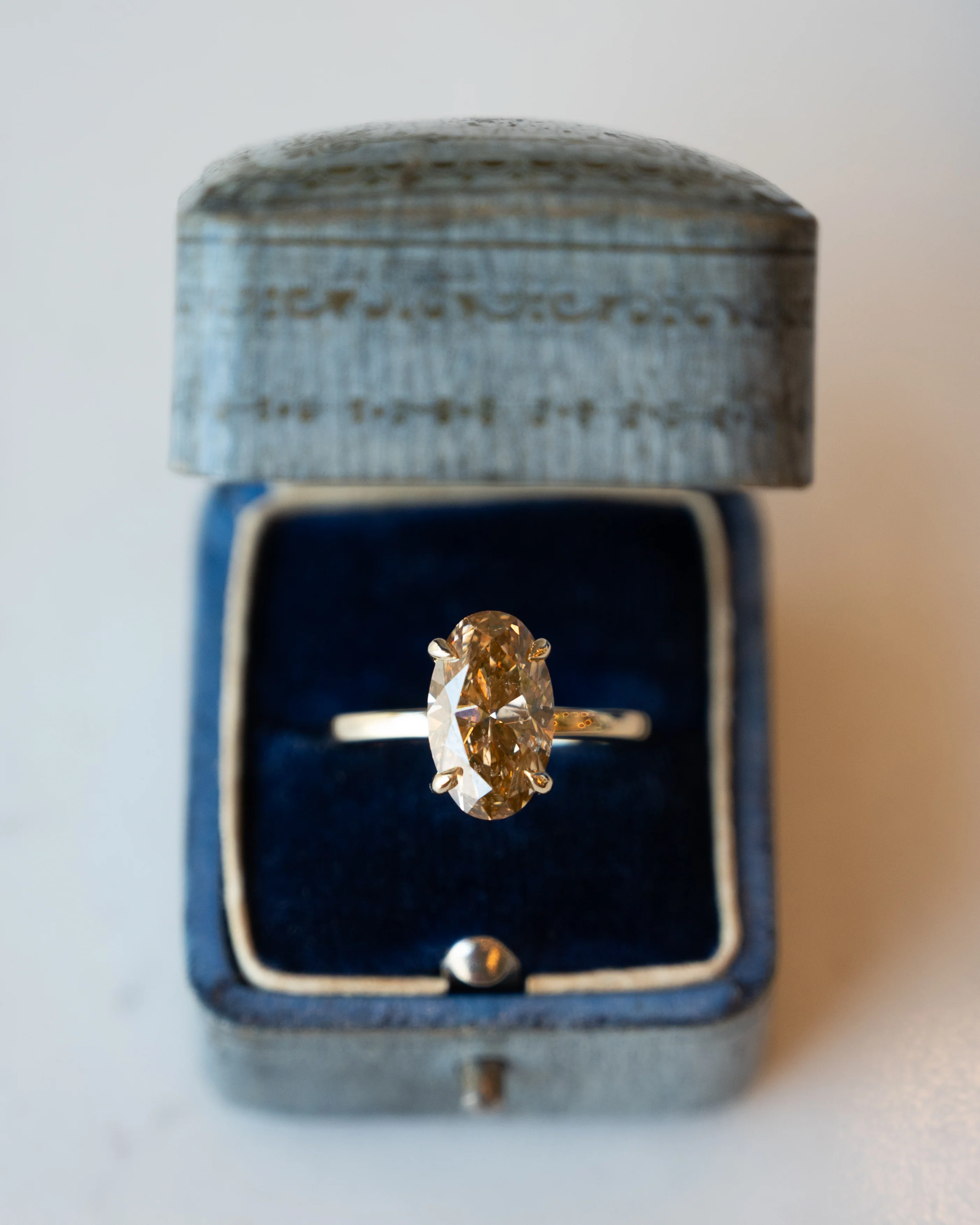 3.00 Moval Diamond Solitaire Engagement Ring 14k - Image 6