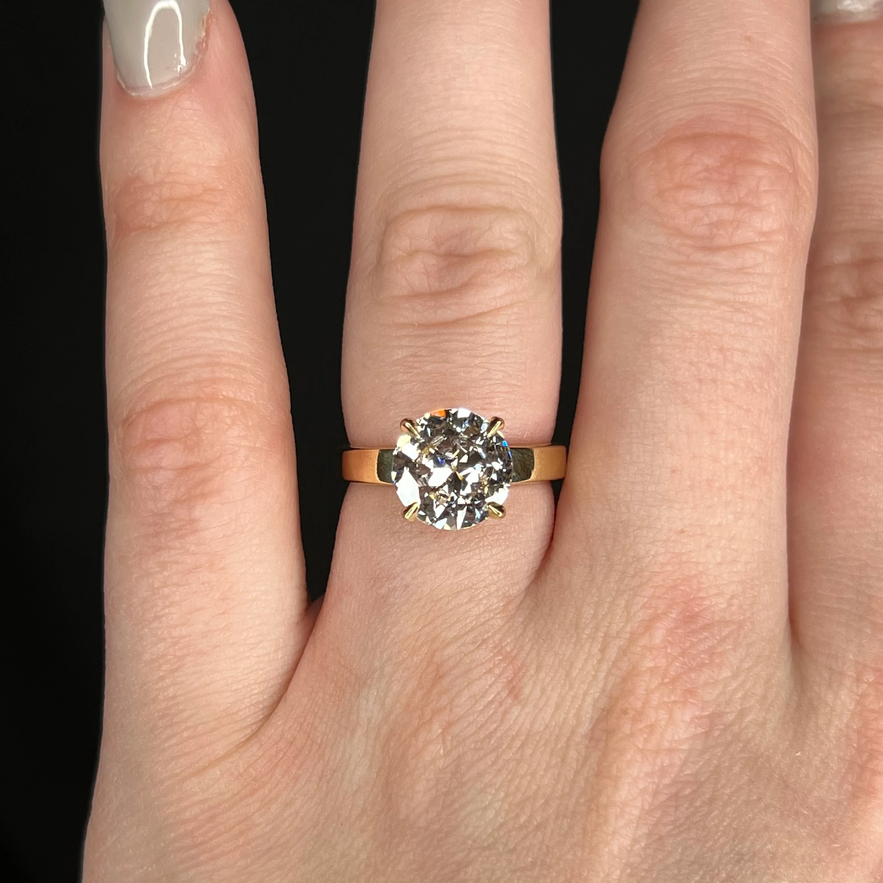 3.00 Old European Cut Diamond Engagement Ring in 18k - Image 6