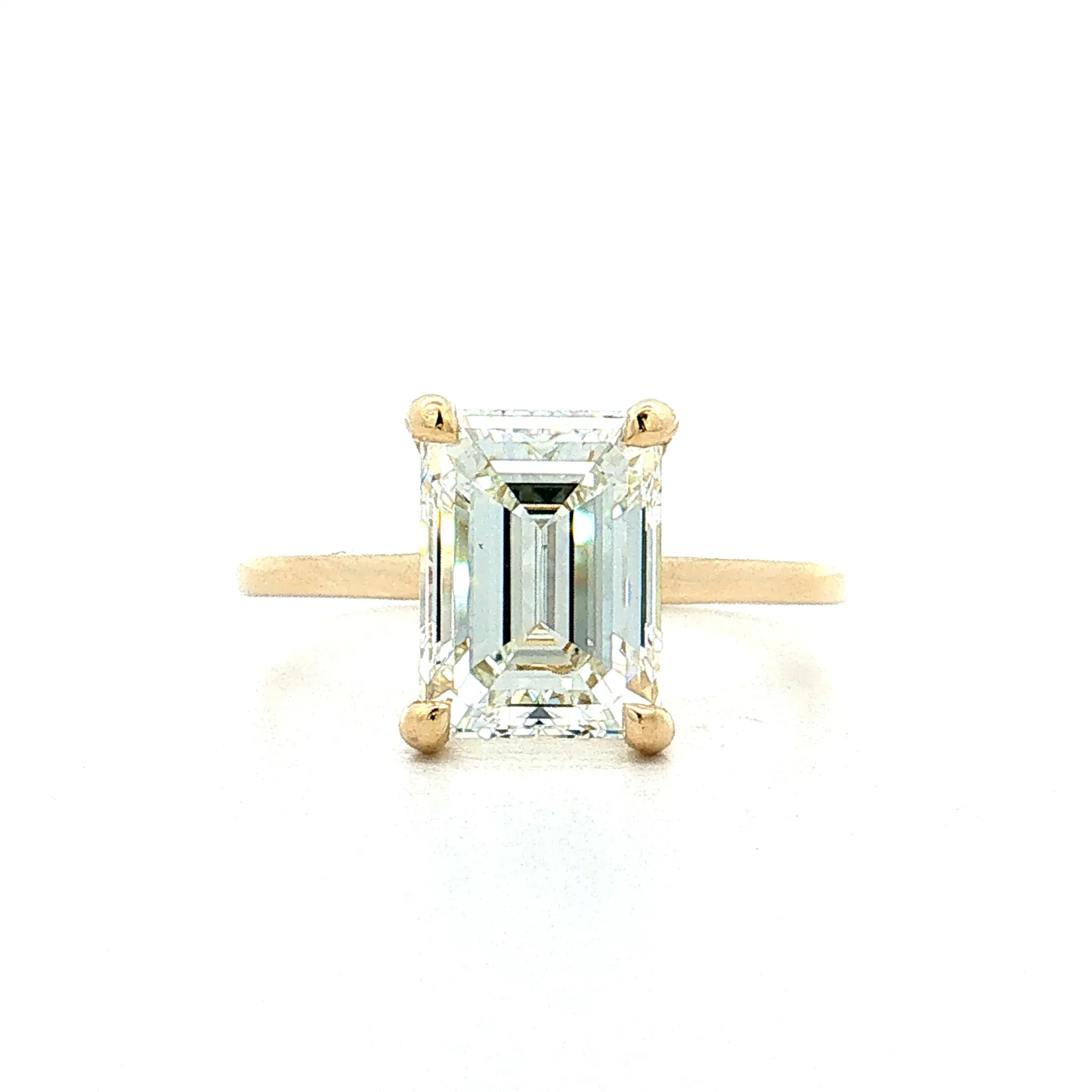 3.01 Emerald Cut Diamond Engagement Ring 14k