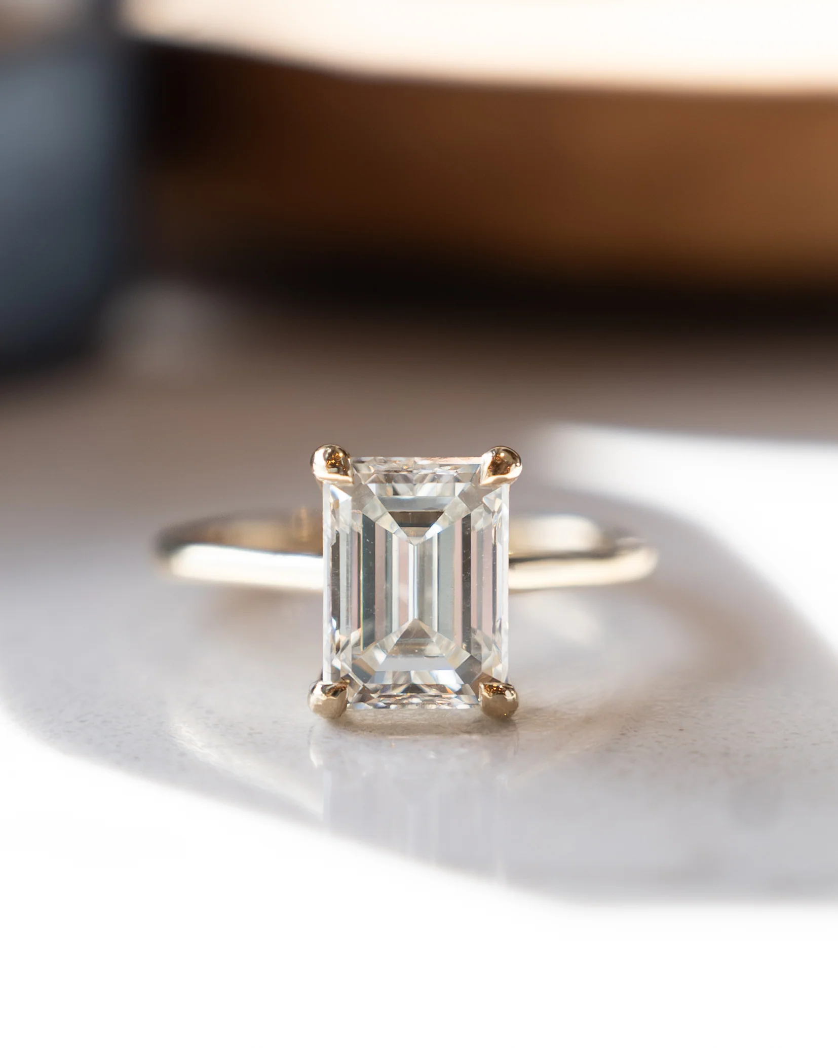 3.01 Emerald Cut Diamond Engagement Ring 14k - Image 6